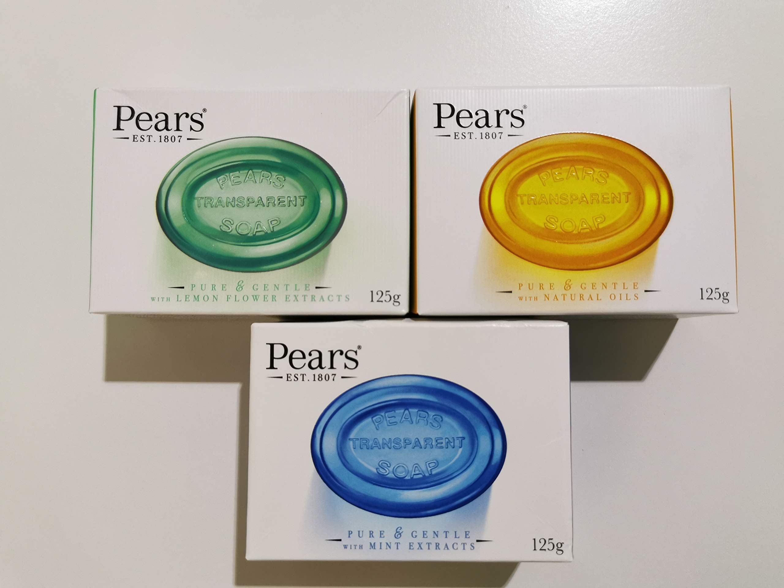 Soap 1 Natural Oils + 1 Mint Extracts + 1 Lemon Flower Extracts 125g each (Pack of 3)