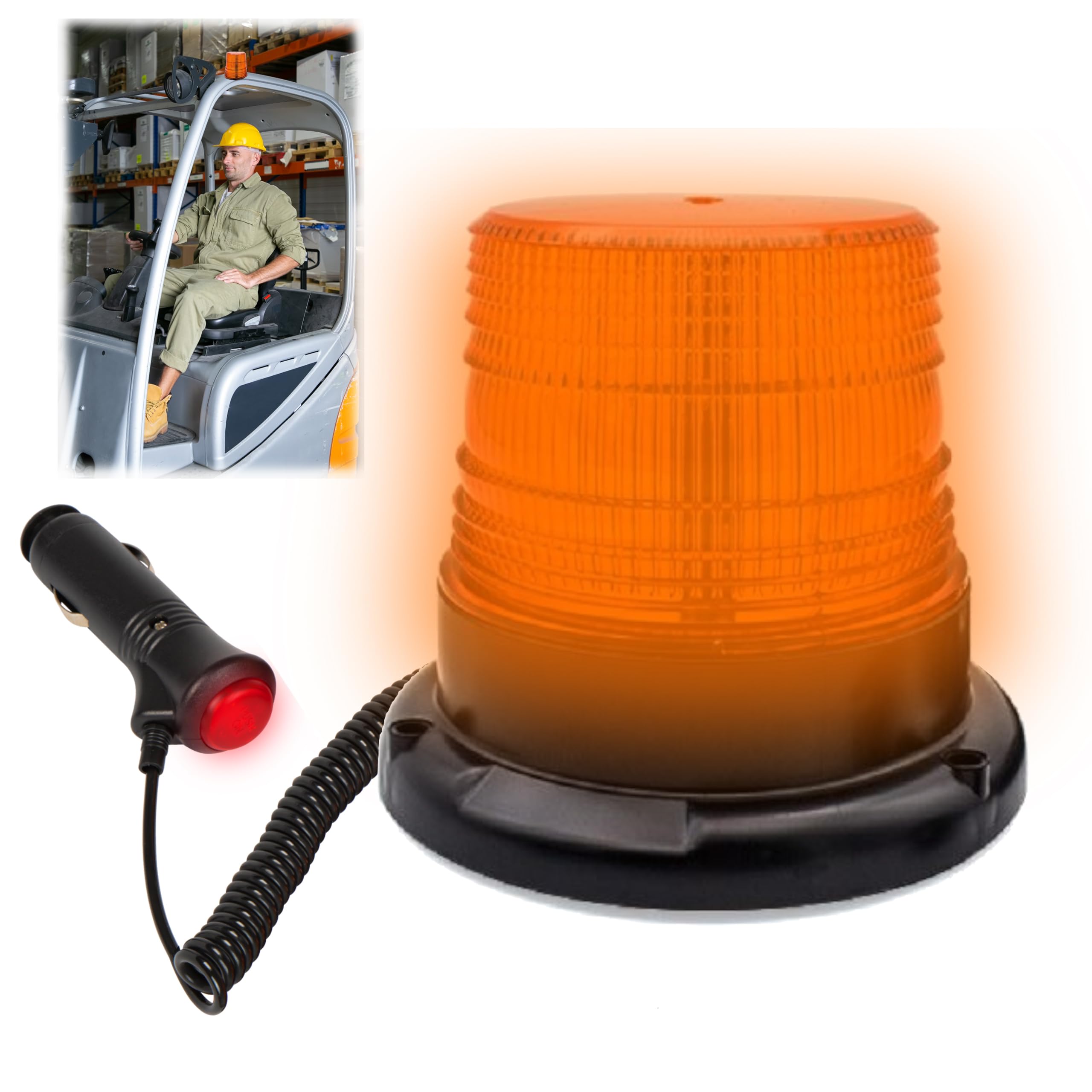 BLOW Sygnalizator optyczny LED 12V-24V magnes kogut pomarańczowy
