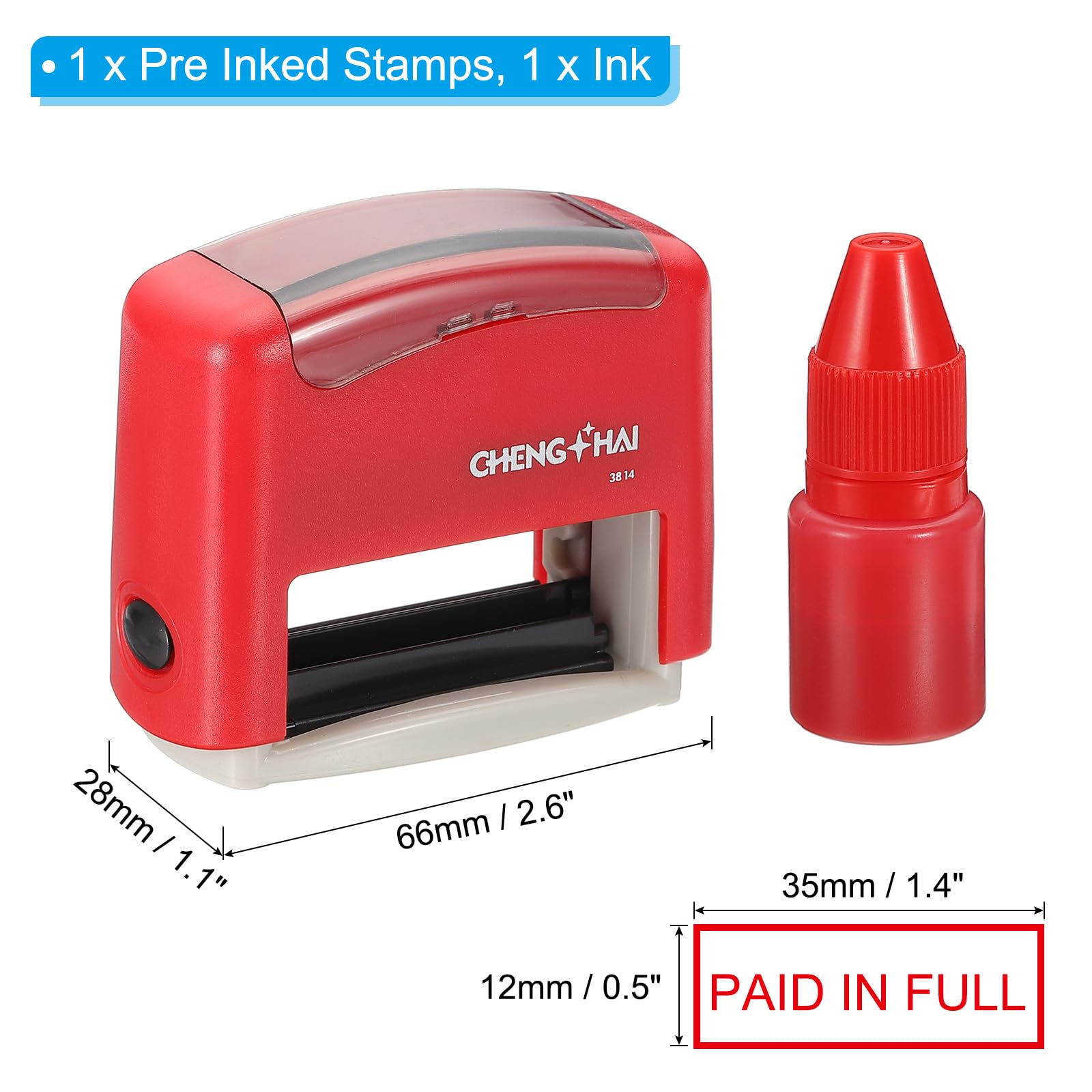 YOKIVE Paid in Full Self Inking Rubber Stamp, Office Ink Business Stamp for Office Documents Paperwork, Warehouse, Label (Red) - Image 2
