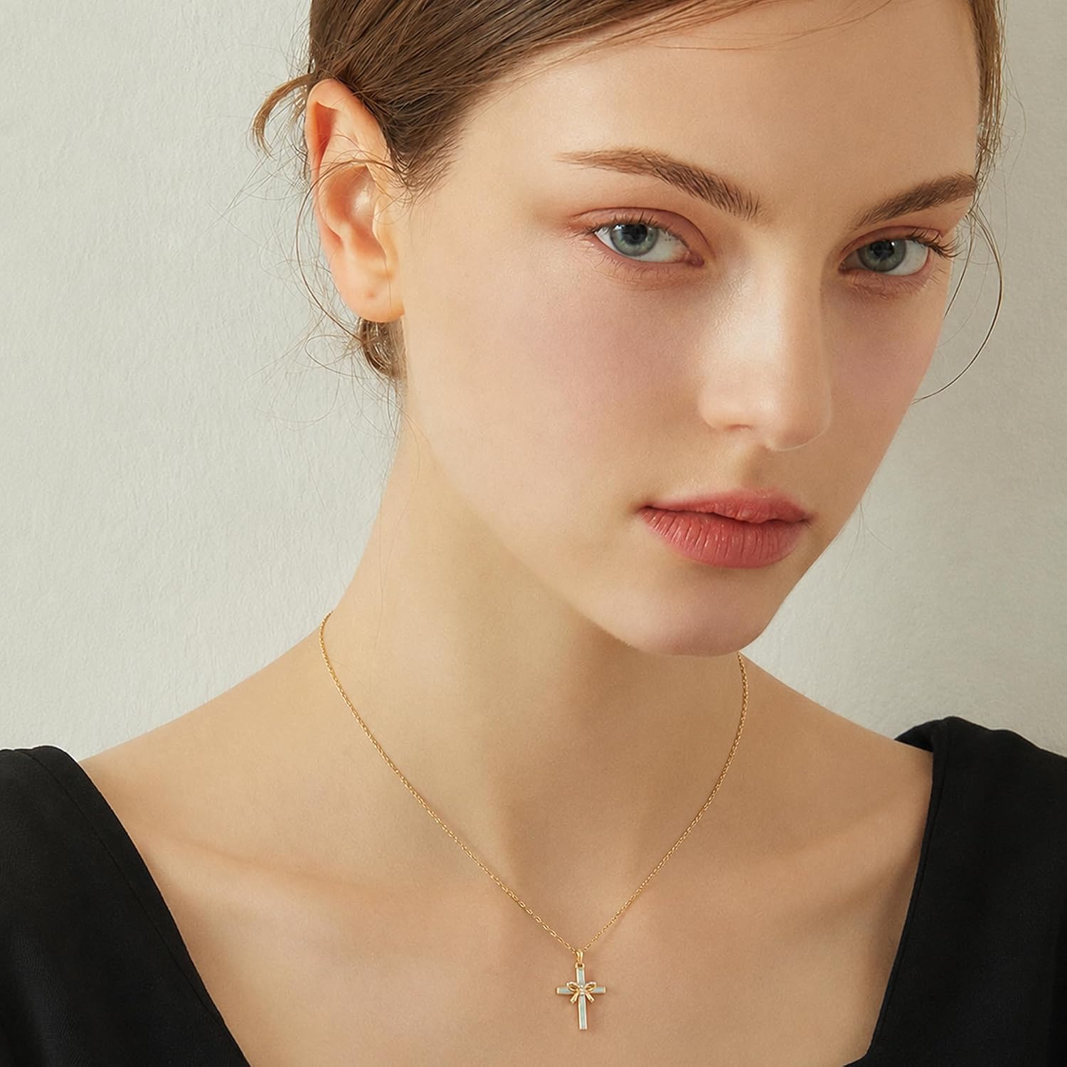 Opal Cross Necklace Sterling Silver Cross Jewelry Gifts for Women