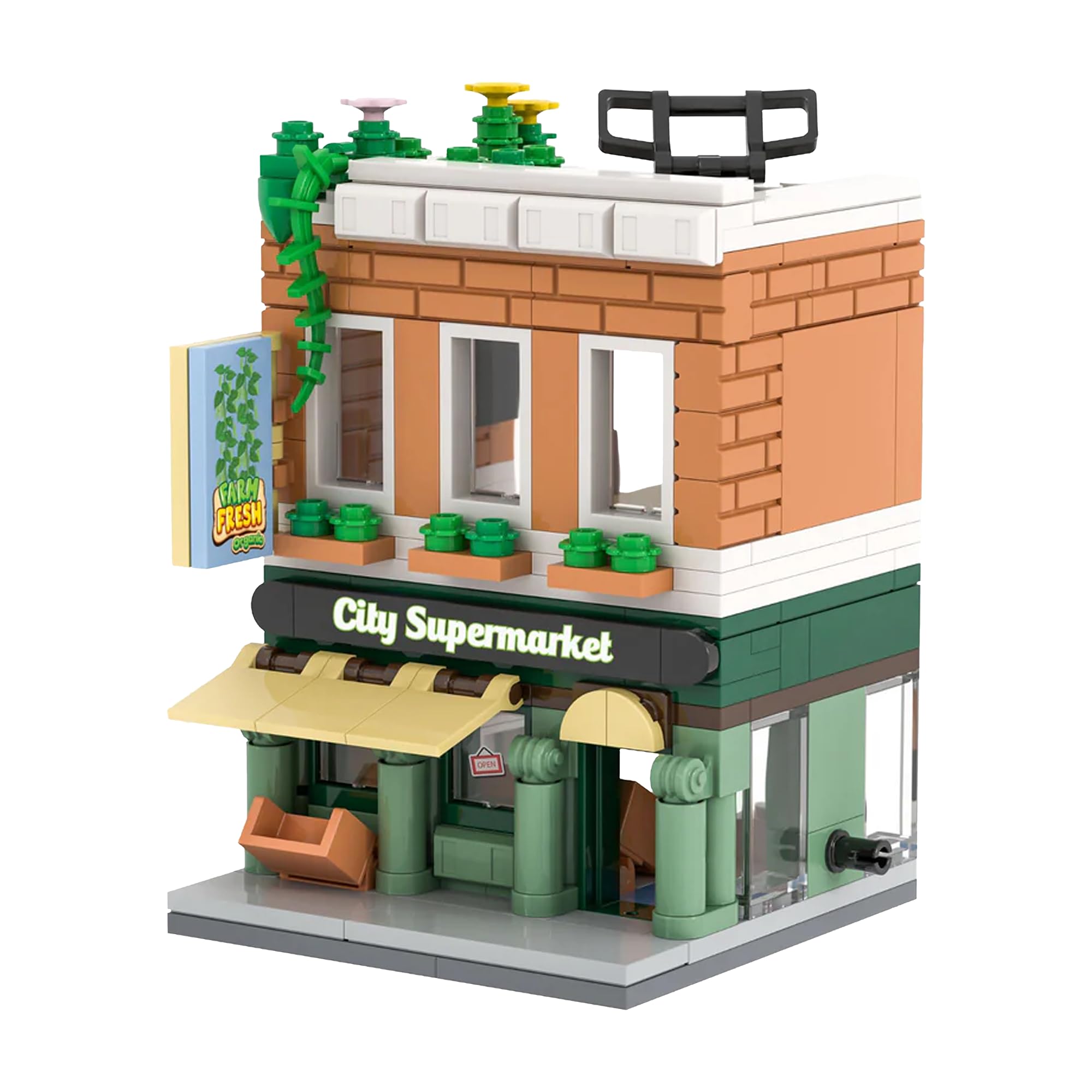 Amazon.co.jp: Brick Loot Mini City 食料品店 スーパーマーケット 