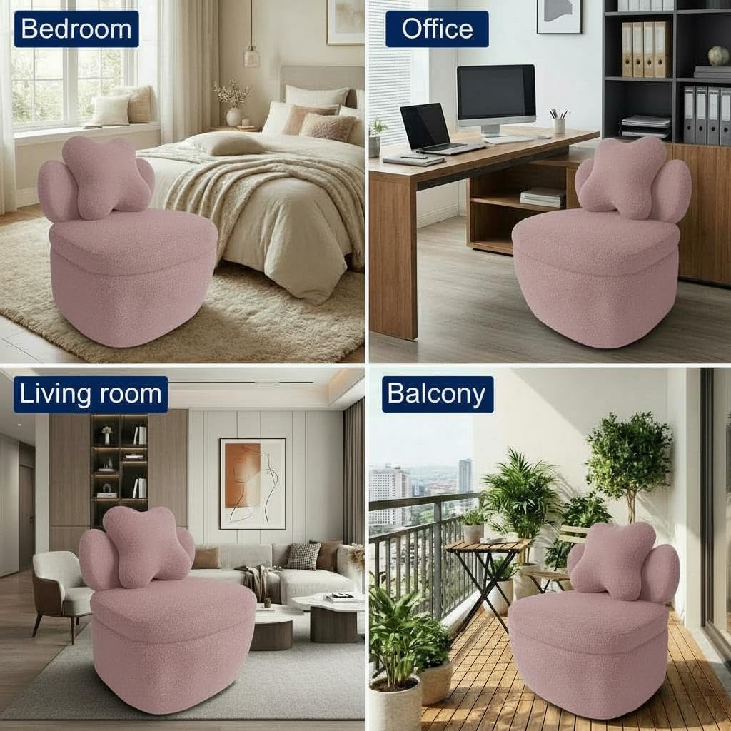 Teddy Velvet Swivel Accent Chair with Storage, 360° Rotating Ergonomic Armchair, Scratch-Resistant Upholstered Sofa Chair for Living Room, Bedroom, Nursery, Apartment or Small Spaces, 300 lbs Capacity