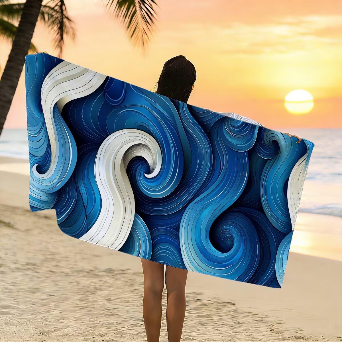 Ręcznik plażowy Cloud, 100 x 220 cm, bardzo duży ręcznik z mikrofibry, 2 szt., bez piasku, ręczniki plażowe z mikrofibry dla dorosłych niezbędne w podróży, lekkie, szybkoschnące, ponczo do pływania