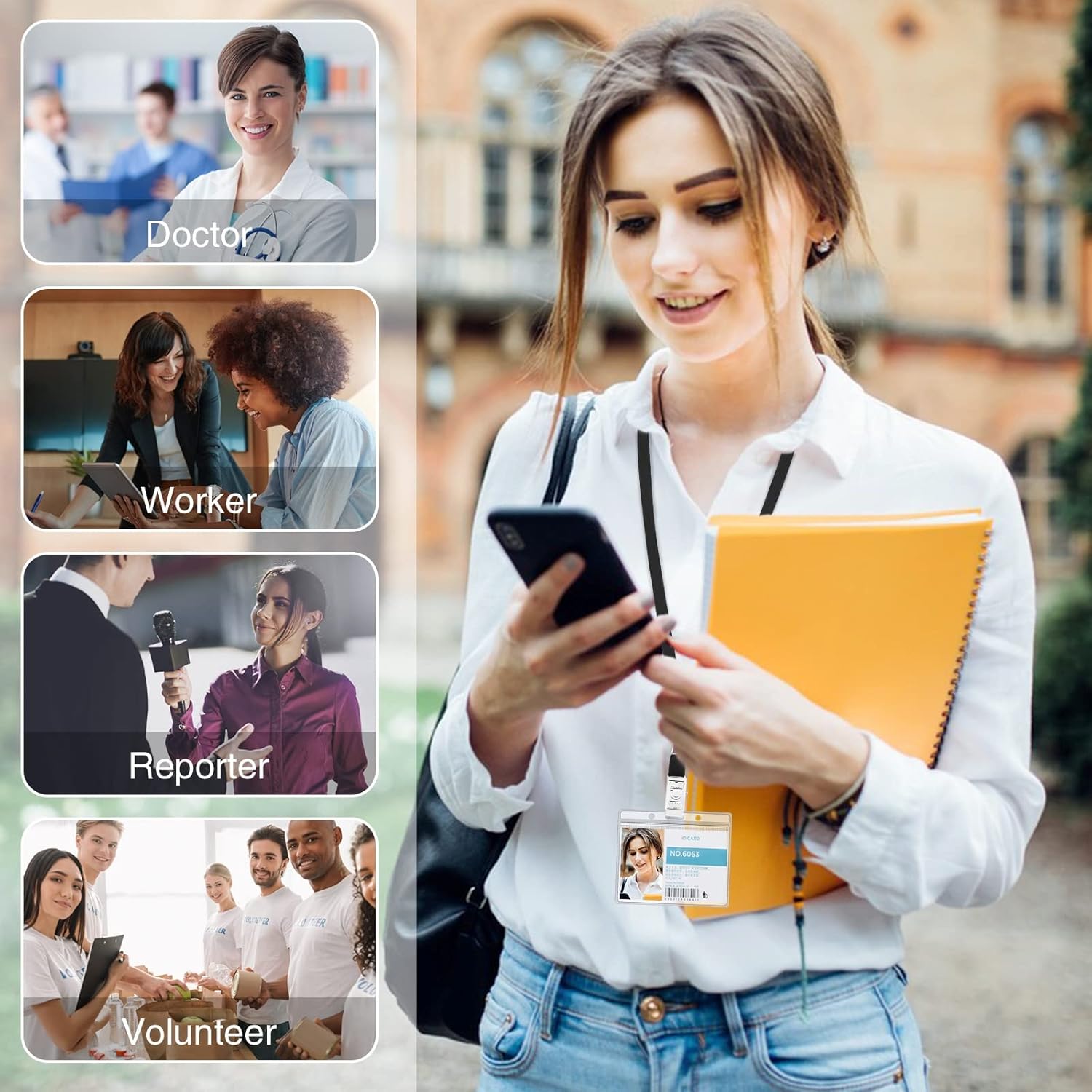 60 Pack Clear Name Tags Holder and Lanyards, Reusable Lanyard with Horizontal ID Badge Holder Bulk Lanyards with Clip for Id Badges(Black) - Image 7