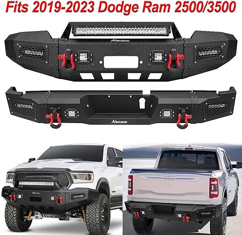 Miniatura 6 de Parachoques delantero Ram 25003500 2020, juegos de parachoques delantero y trasero BESTZHEYU compatibles con RAM 25003500 2019-2023 parachoques