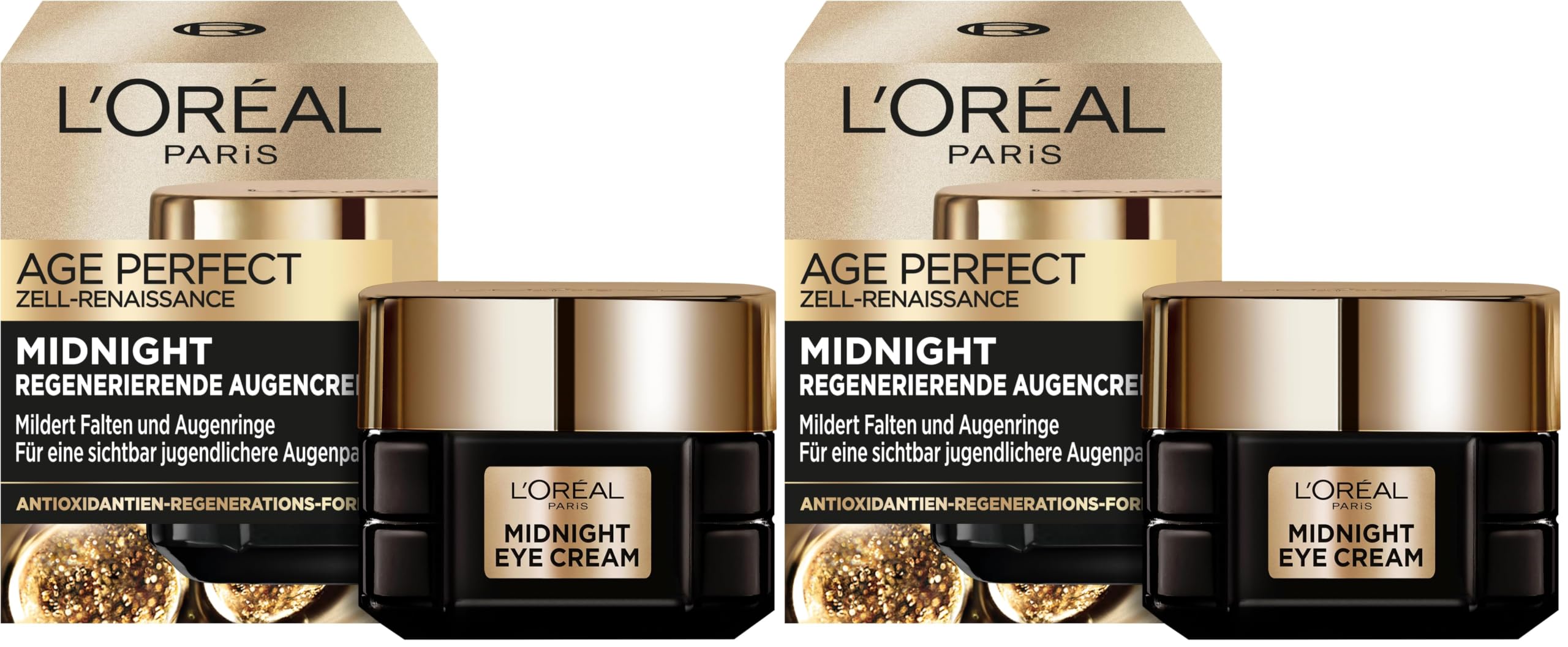 L'Oréal Paris Crème contour des yeux anti-âge pour une peau visiblement plus jeune, avec technologie de sommeil beauté et complexe antioxydant, crème pour les yeux de minuit, 15 ml (Lot de 2)