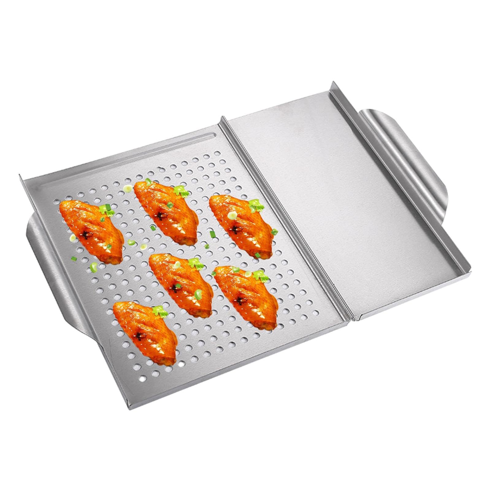 Generisch Accesorio antiadherente para barbacoa | Accesorio para barbacoa con agujeros y asas, resistente a la corrosión de acero inoxidable, accesorio para barbacoa