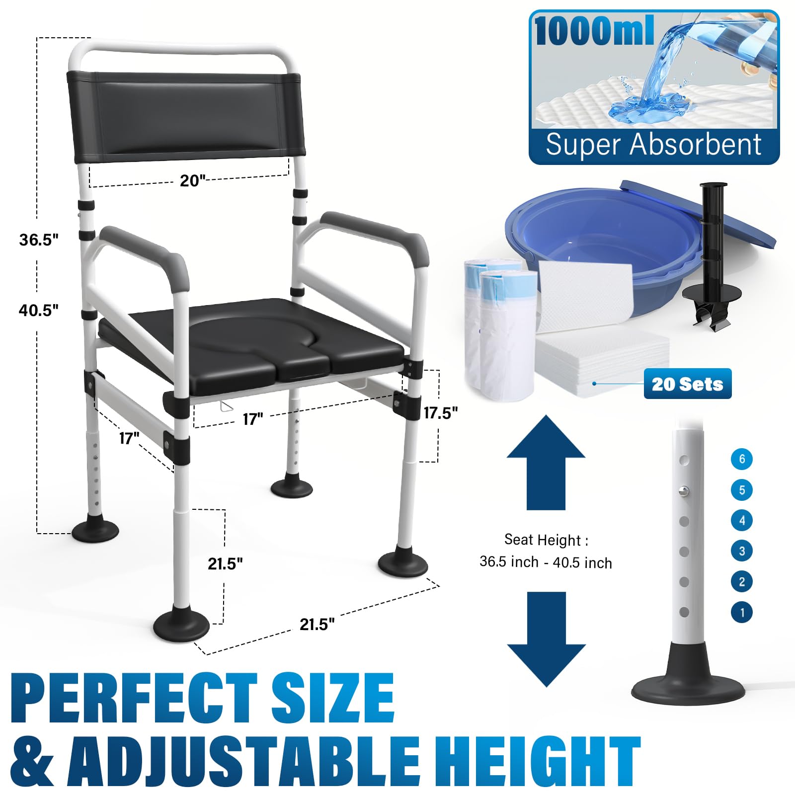 Snapklik.com : 4 In1 Bedside Commode Chair For Seniors Heavy Duty ...