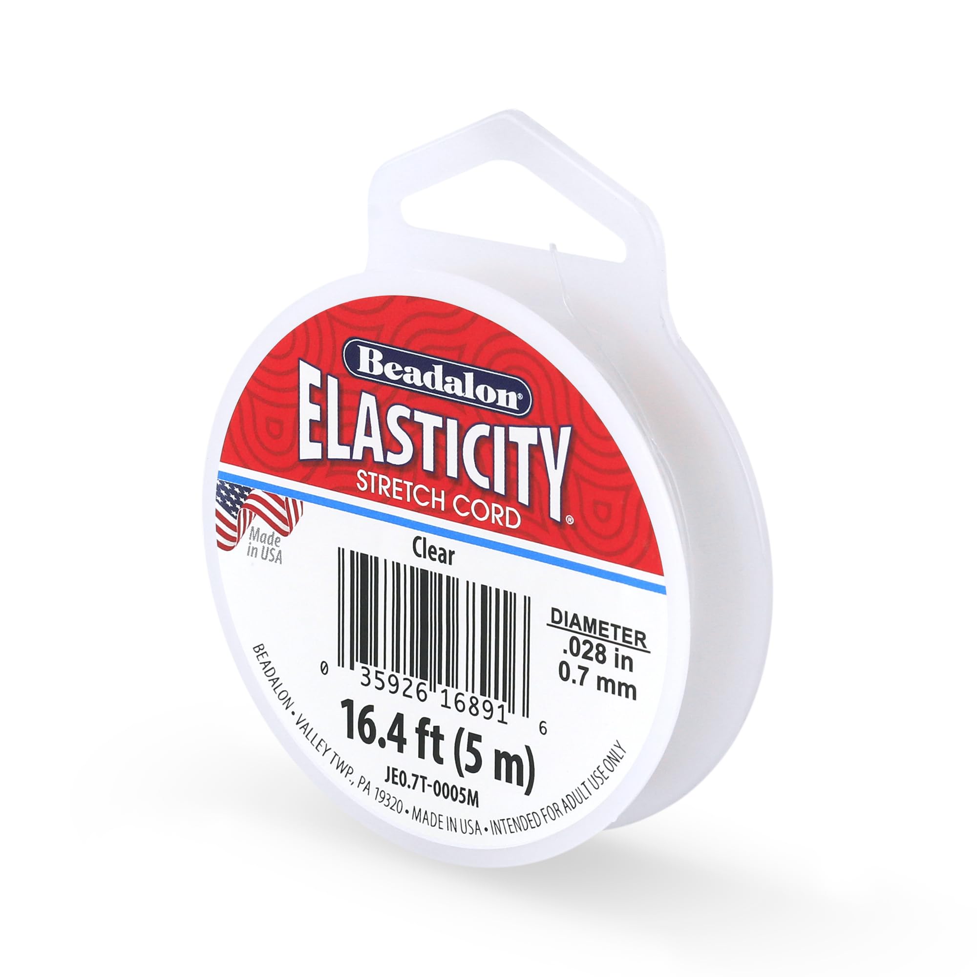 Beadalon Elasticity Stretch Cord, 0.7 mm, Clear, 5 m
