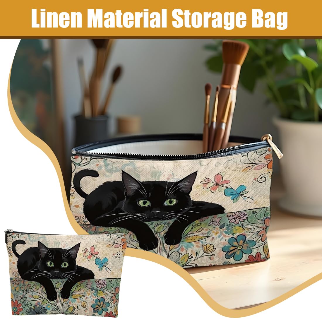Beauty Case da Viaggio, Borsa da Toilette da Viaggio, Borsa Cosmetica per Gatt, Borsa per Cosmetici, Pochette Donna Trucchi, Borse Trucco Floreale per Donne Ragazze (A)