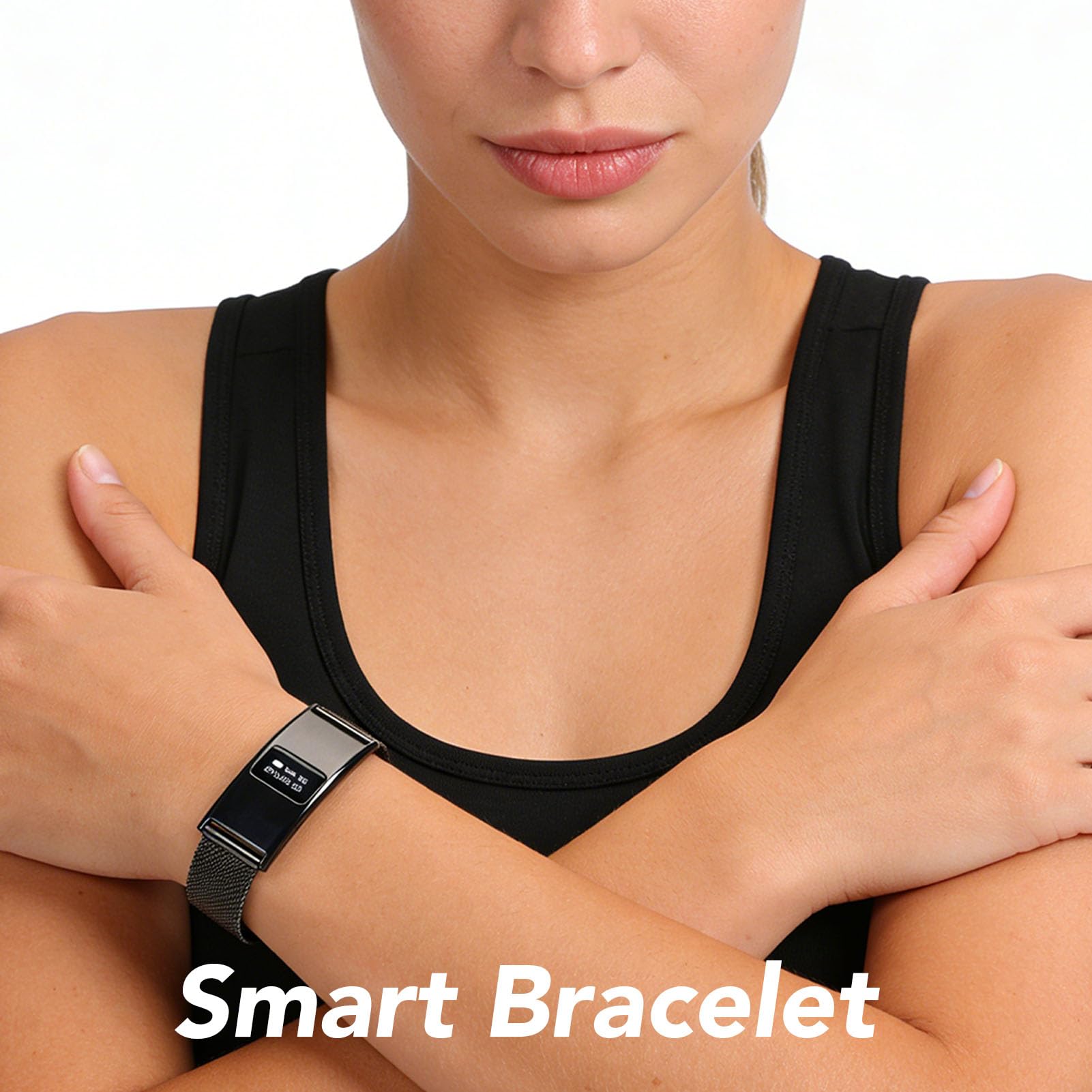 Topiky Pulsera Inteligente, Rastreador de Salud y Actividad Física, Pulsera de Actividad Física Portátil, Rastreador de Sueño 24 Horas, de para Hombres y (Black)