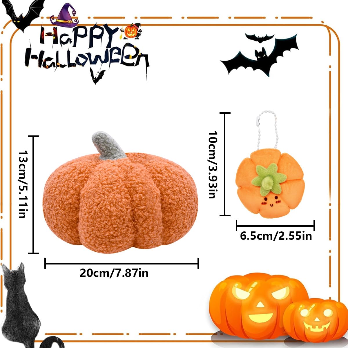 HTGWCG Soft Pumpkin Decoration, Autumn/Halloween Decorations, Halloween Pumpkin Decor, Plush Pum-pkin Cushion - Image 2