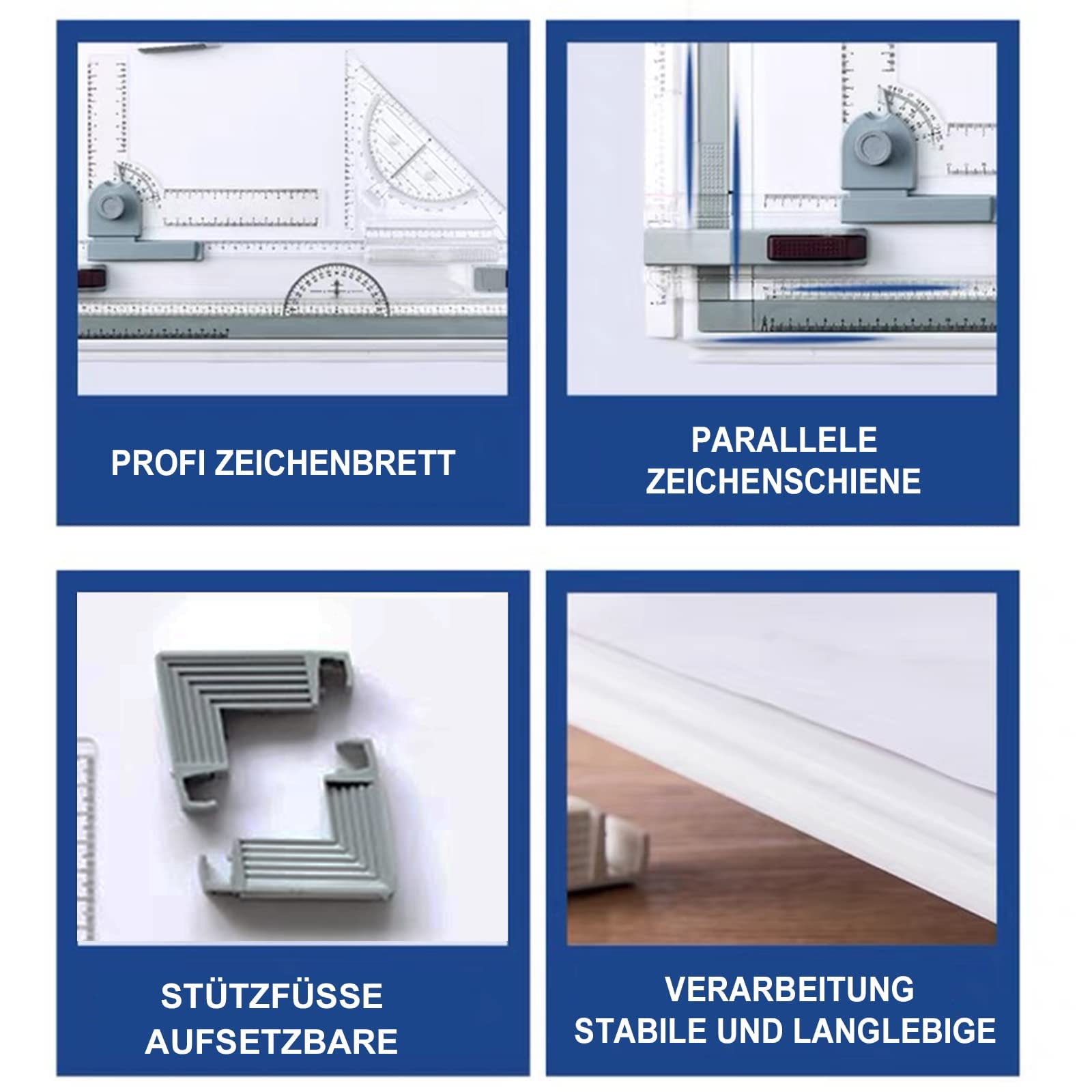 Zeichenbrett A3 Zeichenbrett Professioneller Zeichentisch mit gleitendem Zeichendreieck und Skala T-Quadrat für Ingenieure von Designerstudenten für eine exakte Arbeit und Studium