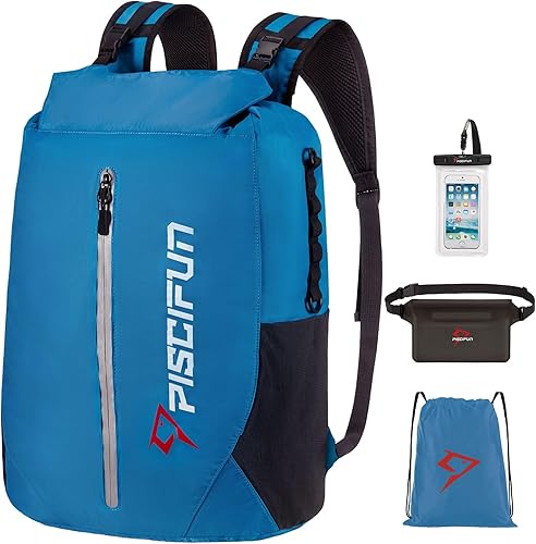 Miniatura 7 de Piscifun Bolsa seca impermeable, ligera mochila seca con bolsa de cintura y funda para teléfono para kayak, canotaje 10L 20L 30L