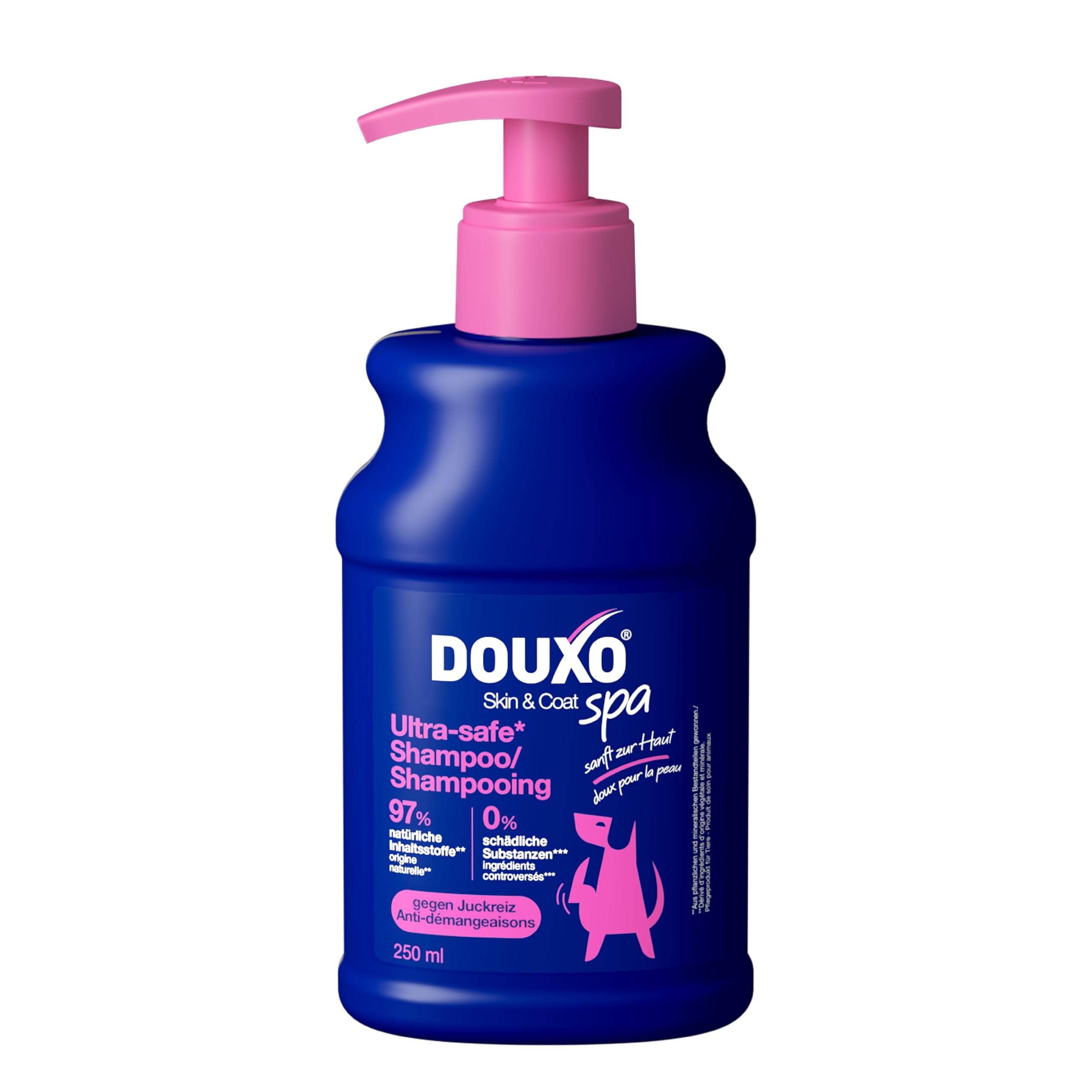 DOUXO Skin & Coat SPA - Ultra-Safe* Shampoo für empfindliche & juckende Haut, 250ml, Reinigt sanft die Haut und beruhigt, hinterlässt Fell glänzend und angenehm duftend, hautfreundliche Rezeptur