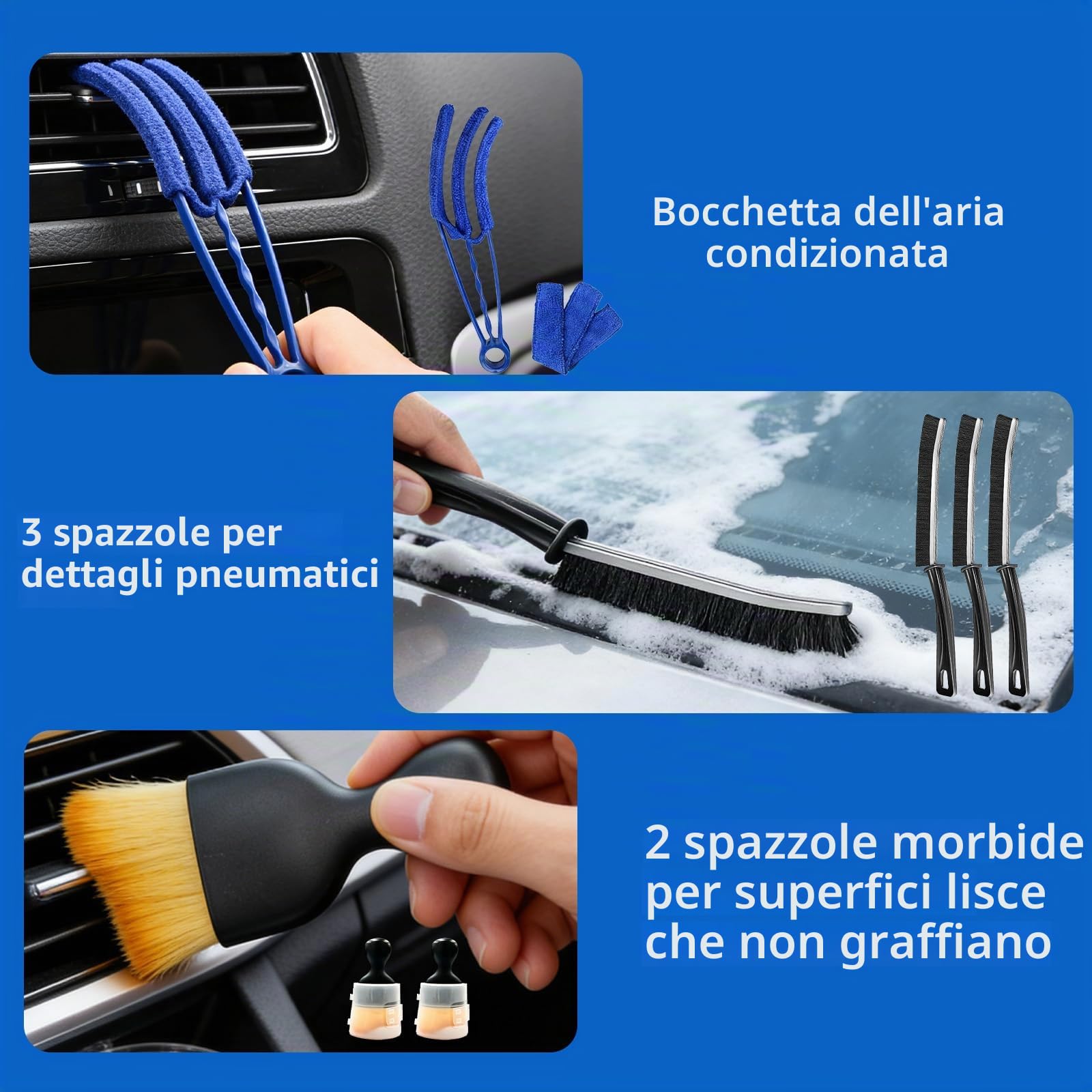 Kit Pulizia Auto, 31Pezzi Kit Lavaggio Auto, Set di Lavaggio Auto per Interni ed Esterni, Kit Detailing Auto con Spazzole, Spugne per Lucidatura, Pratica Borsa per Il Trasporto Inclusa