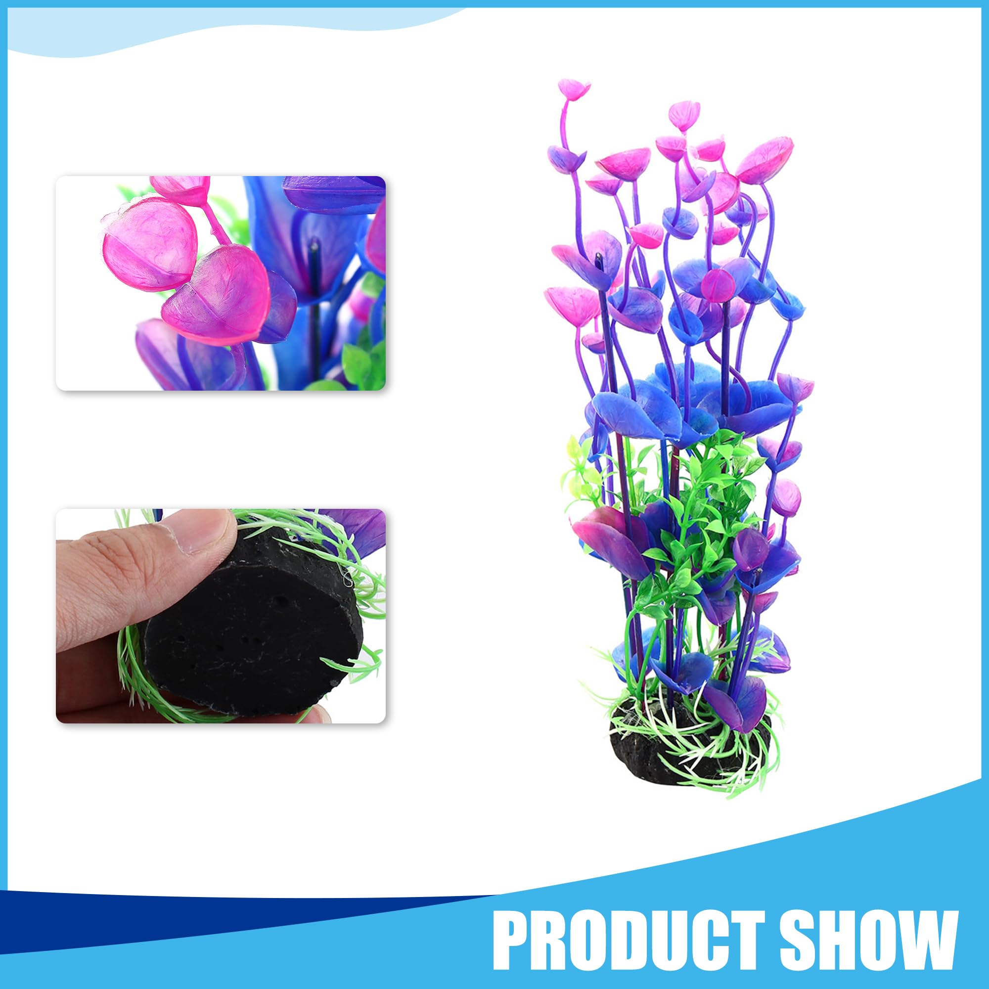 CAPASTEC Aquarium Decoration,Plastic Plant Decoration for Aquarium Landscaping 8.3Inch(Purple Green) - Image 2