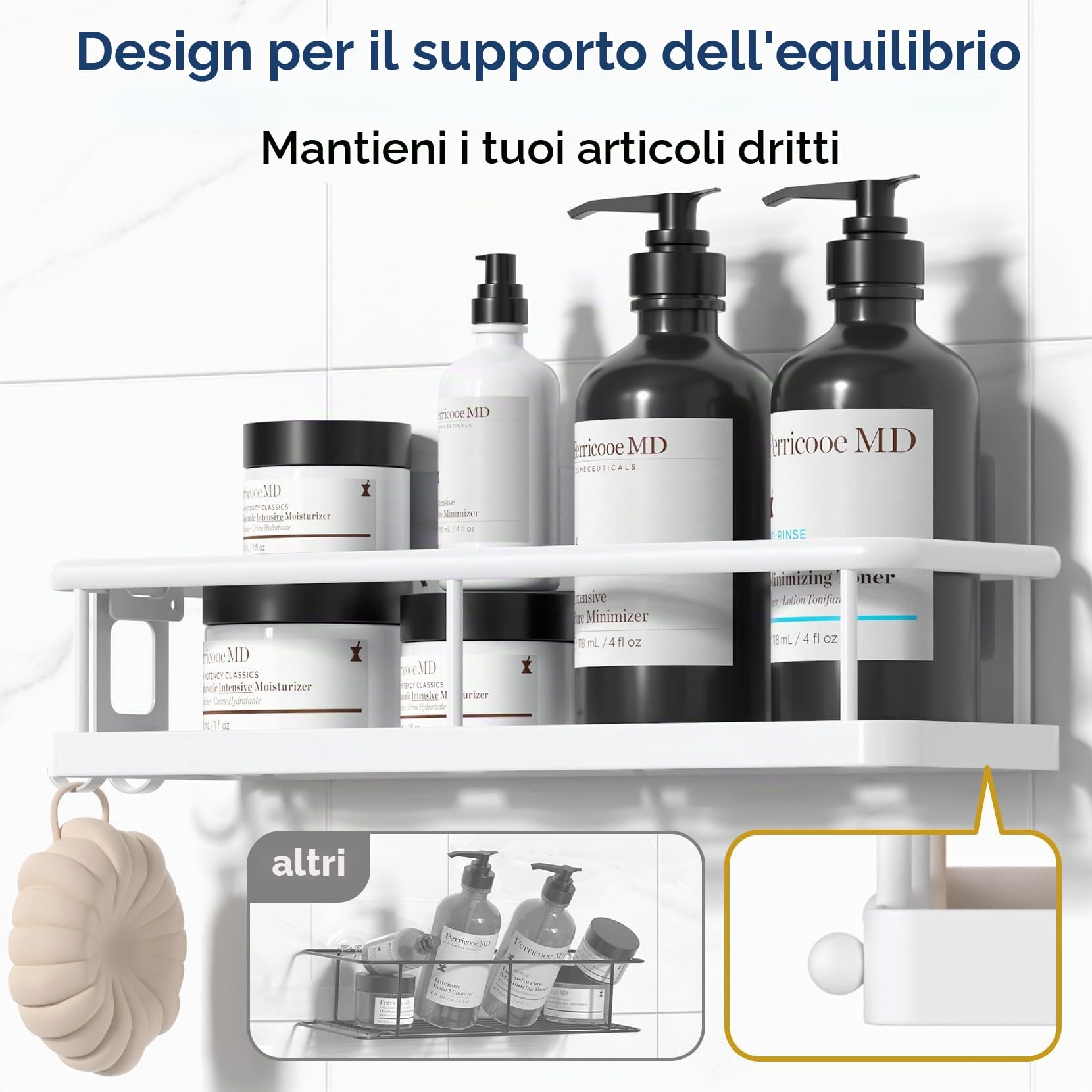 YASONIC Mensole Doccia Mensole Bagno - Bianco