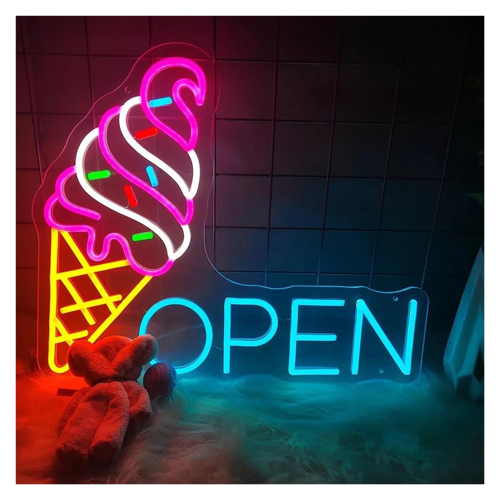 Shouxi C Sign Lamp Ice Ream Open Neon Sign For Dessert Bar Restaurant Wall Decor(,60Cm)