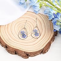 Vista 5 de Forget Me Not Handmade Pressed Flower Earrings Sterling Silver Drop Dangle Resin Dry Flower Earrings for Women Trendy