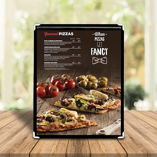 Miniatura 10 de Paquete de 25 fundas para menú, una página, se adapta a 8.5 x 11 pulgadas, soporte de papel para menú de restaurante con doble costura, color dorado