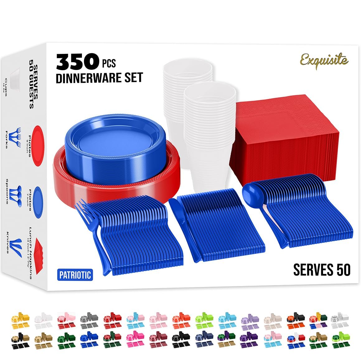 Exquisite 350 Pcs Patriotic Plates and Napkins Party Supplies Plate Sets