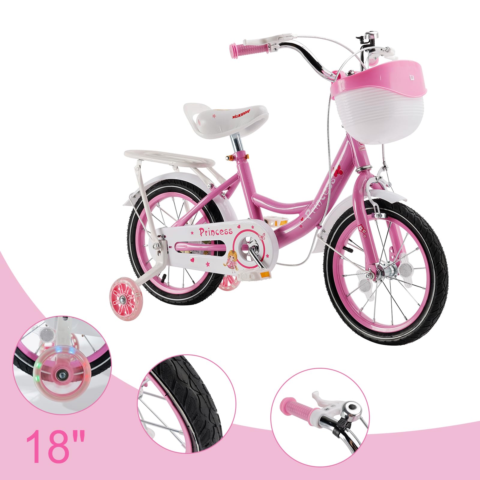 子供用自転車 18インチ レッド/ホワイト 補助輪付き　取りに来られる方 Amazon | Artudatech 自転車 子供 18インチ 子供用自転車 18インチ