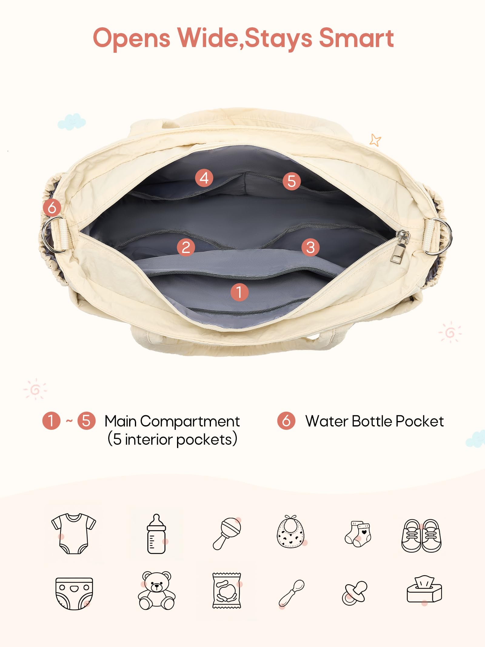 RAINSMORE Sac a Langer Bébé Grand avec Tapis à Langer Portable