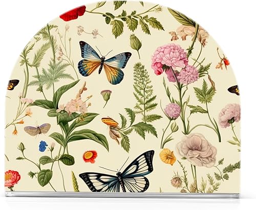 Servilletero de mesa de flores y mariposas, servilleteros acrílicos para baño, servilletero, soporte vertical para mesa y encimera de cocina disponible en Yaxa Peru