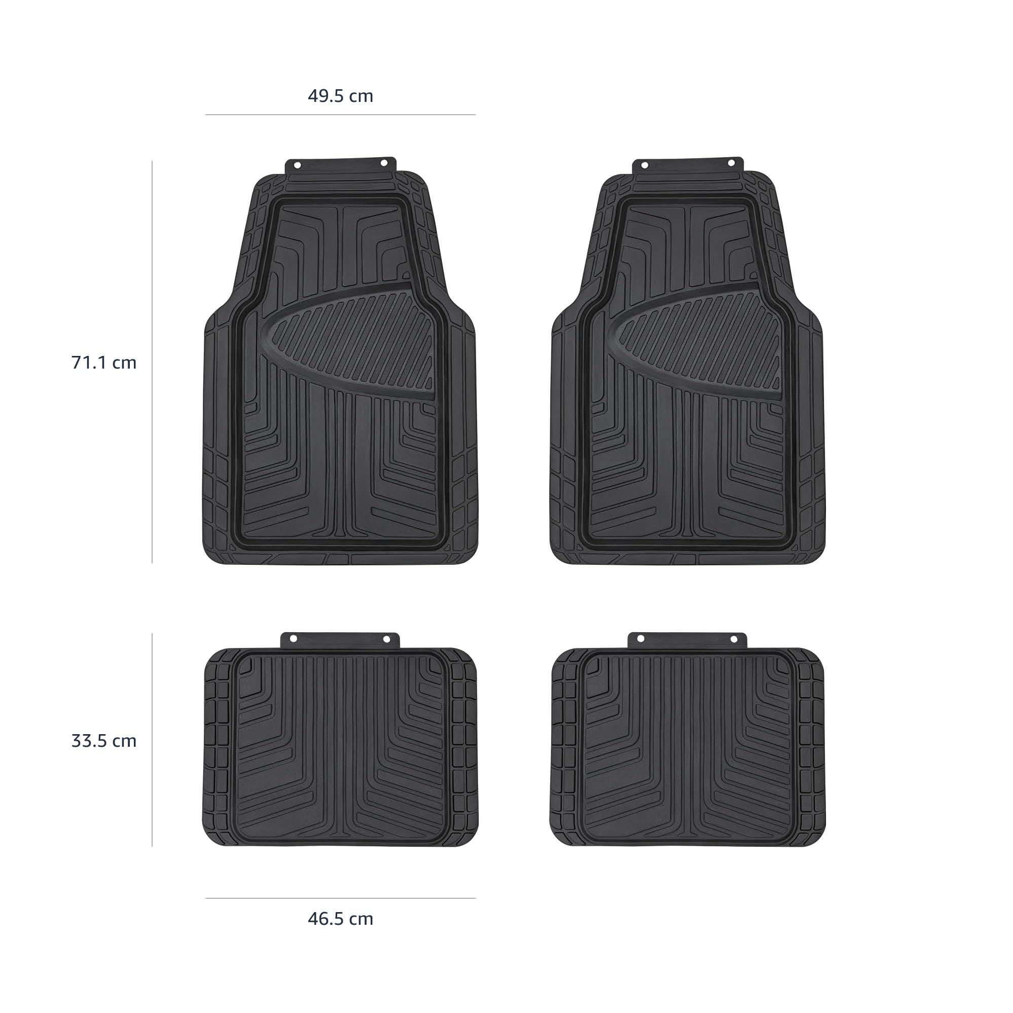 Amazon Basics 4 unità tappetini in gomma per auto, SUV, camion, per tutte le stagioni, nero