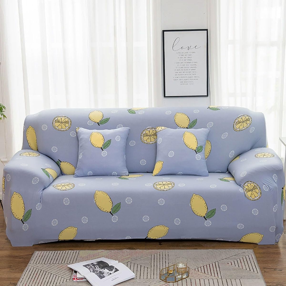 Sswh A Sof Cover 1/2/3/4 Seater High Stretch Sof Covers 3D Printed Spandex Sof Covers Ll-Inclusive Sof Slipcover Non Slip Sof Slipcover Universal Fitted Sof Slipcover(Size:2 Seater(145-185Cm),Color:a)