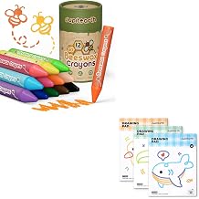 JUPITEARTH Beeswax Crayons for Toddlers 13 + Sketch Pads 3-Pack 50 Sheets 9x12 Inch
