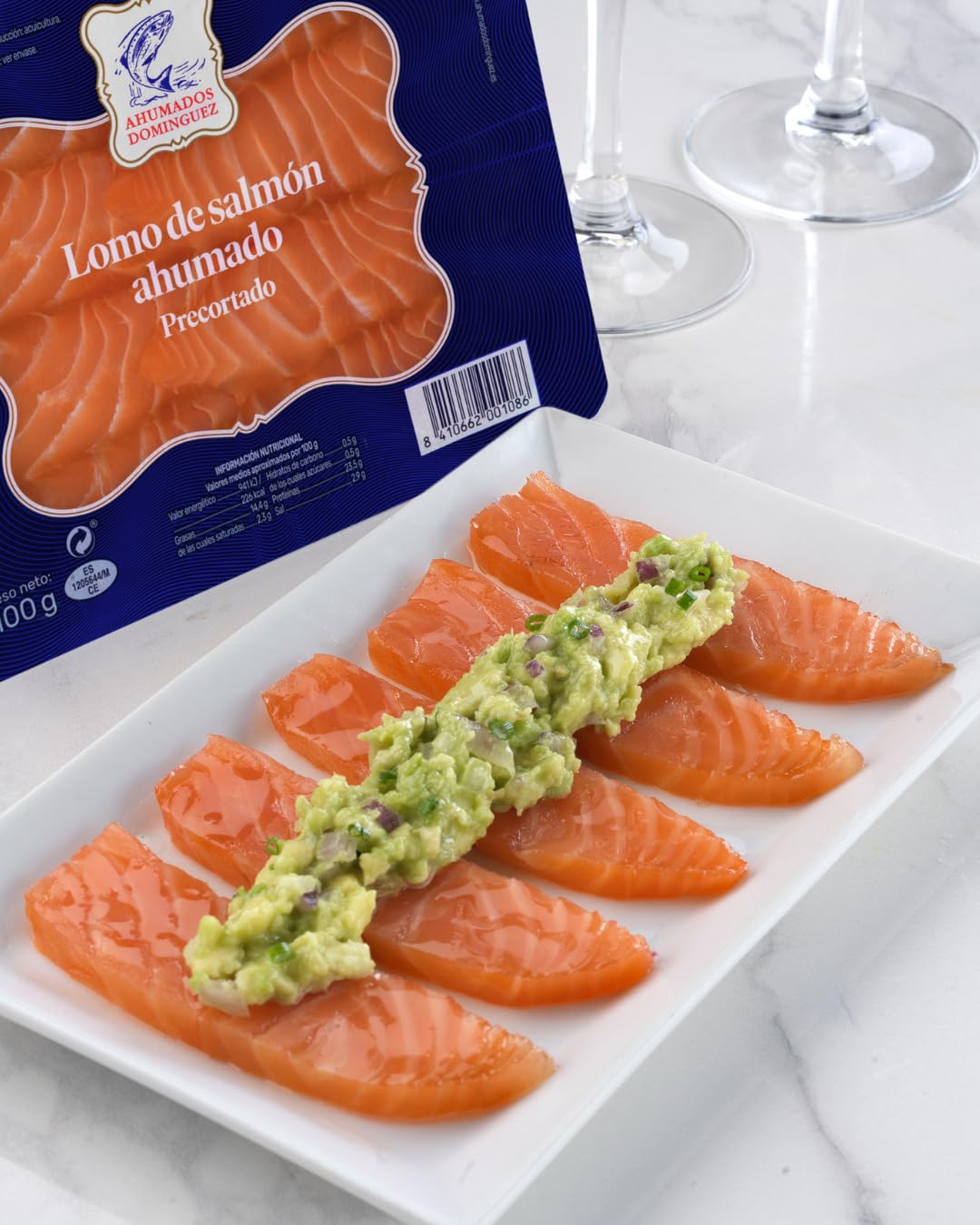 Ahumados Domínguez - Salmón Ahumado Natural Cortado en Lomos - 250 g - Elaboración Artesana - Sin piel, Sin Espinas - Refrigerado