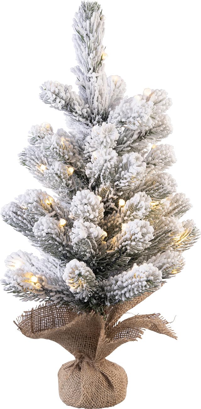 infactory Dekoracyjna choinka świąteczna z śniegiem, 50 diod LED, 56 cm