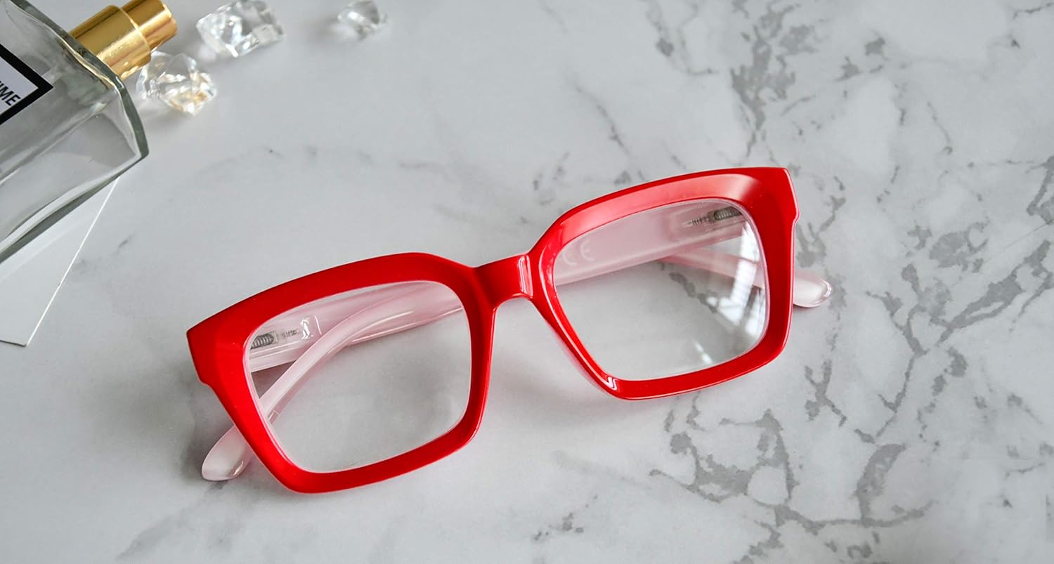 Eyekepper 4 Pack Ladies Reading Glasses - Oversized Square Design Readers for Women Red