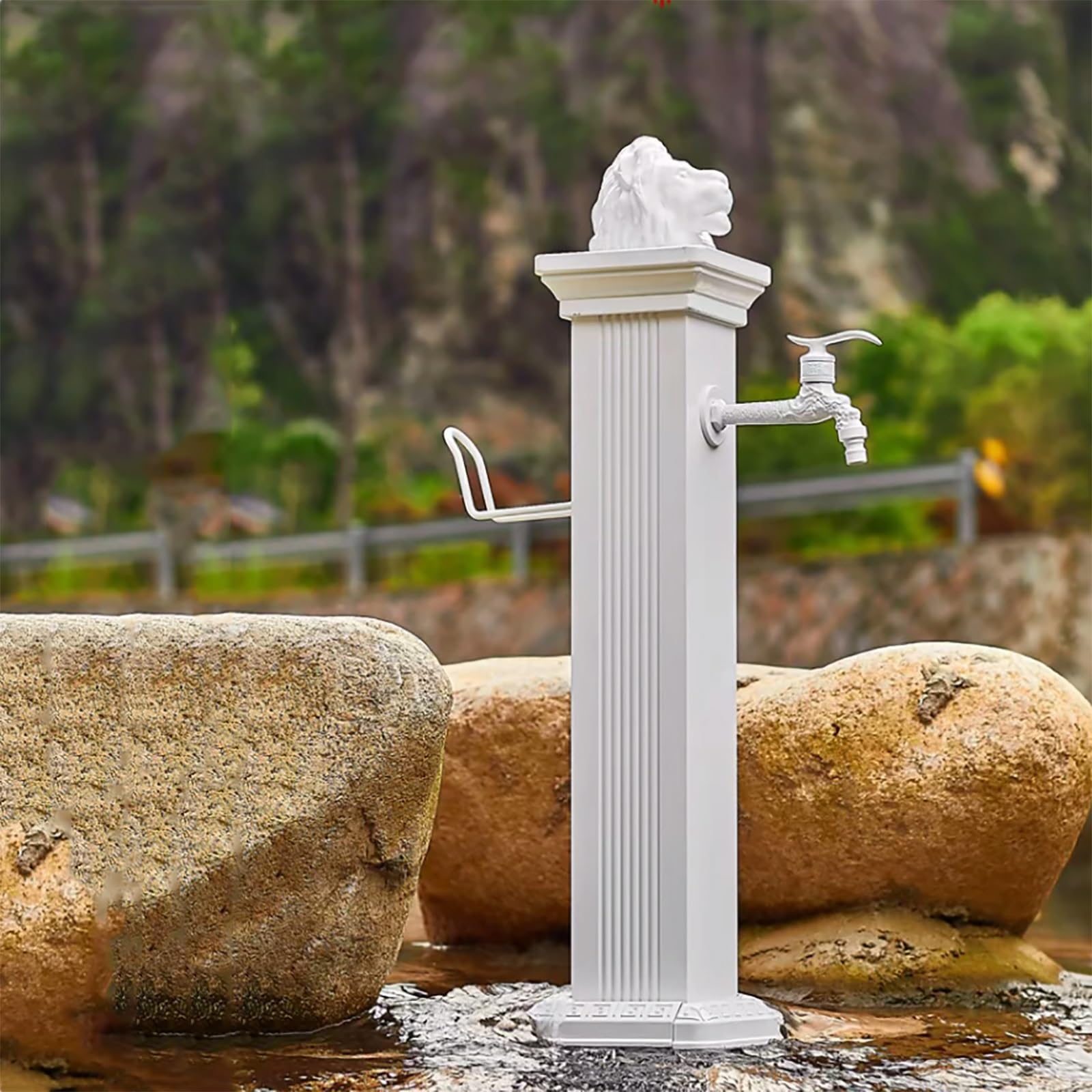 WOTZOV Faucet Water Column,Stainless Steel Garden Column Faucet - 304 Vertical Water Dispenser, Outdoor Antifreeze Hydrant, Decorative Black Garden Faucet For Easy Water Access，White 44in/112cm