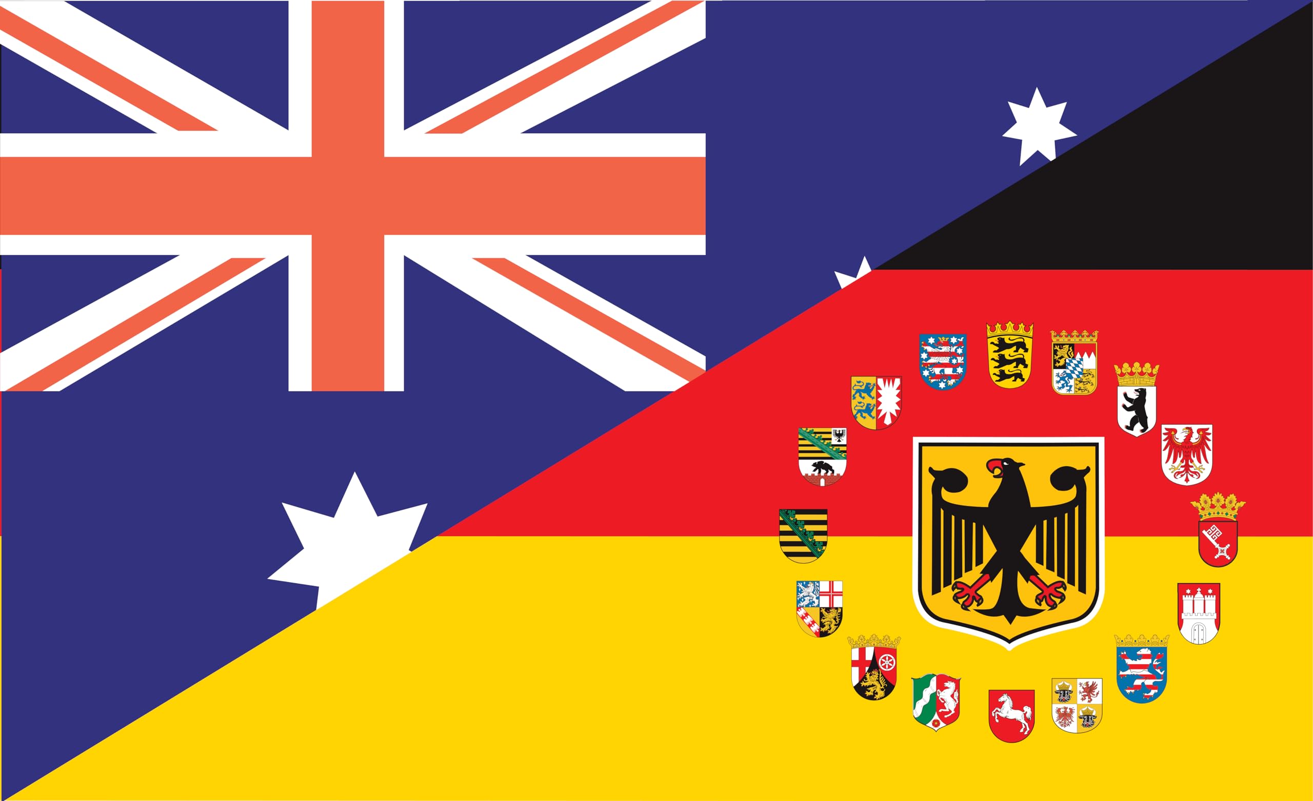 Drapeau combiné Australie Allemagne grand format 150 x 90 cm en tissu navire