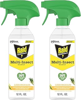 Raid Essentials Multi-Insect Killer Spray Bottle, Child and Pet Safe, for Indoor Use, Lemongrass