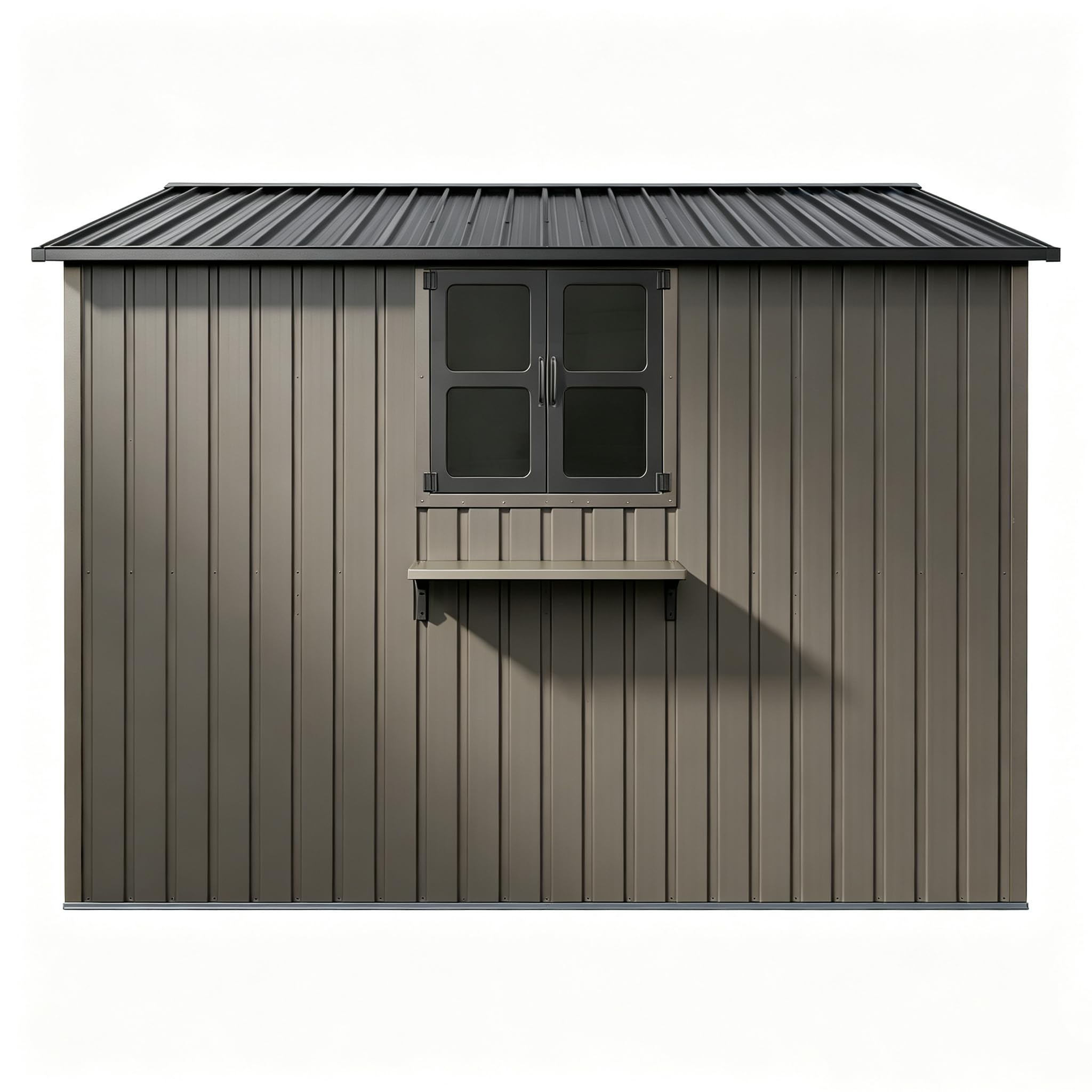 Gartenhaus Metall 295x244 cm, braun, mit Fenster und Tür