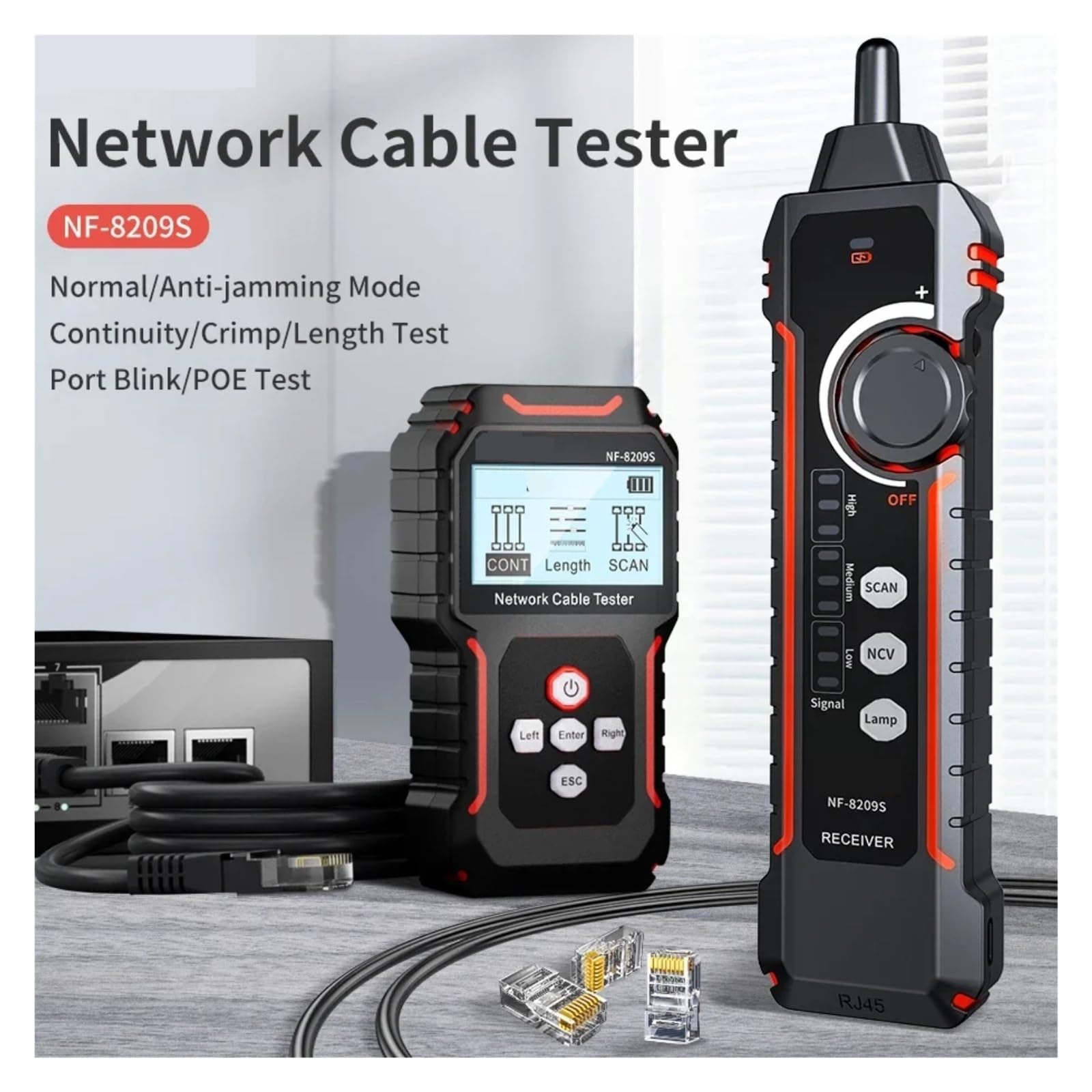 Probador De Cables Red, Rastreador, Detección Longitud, Prueba Continuidad Identificación Precisa Eficaz