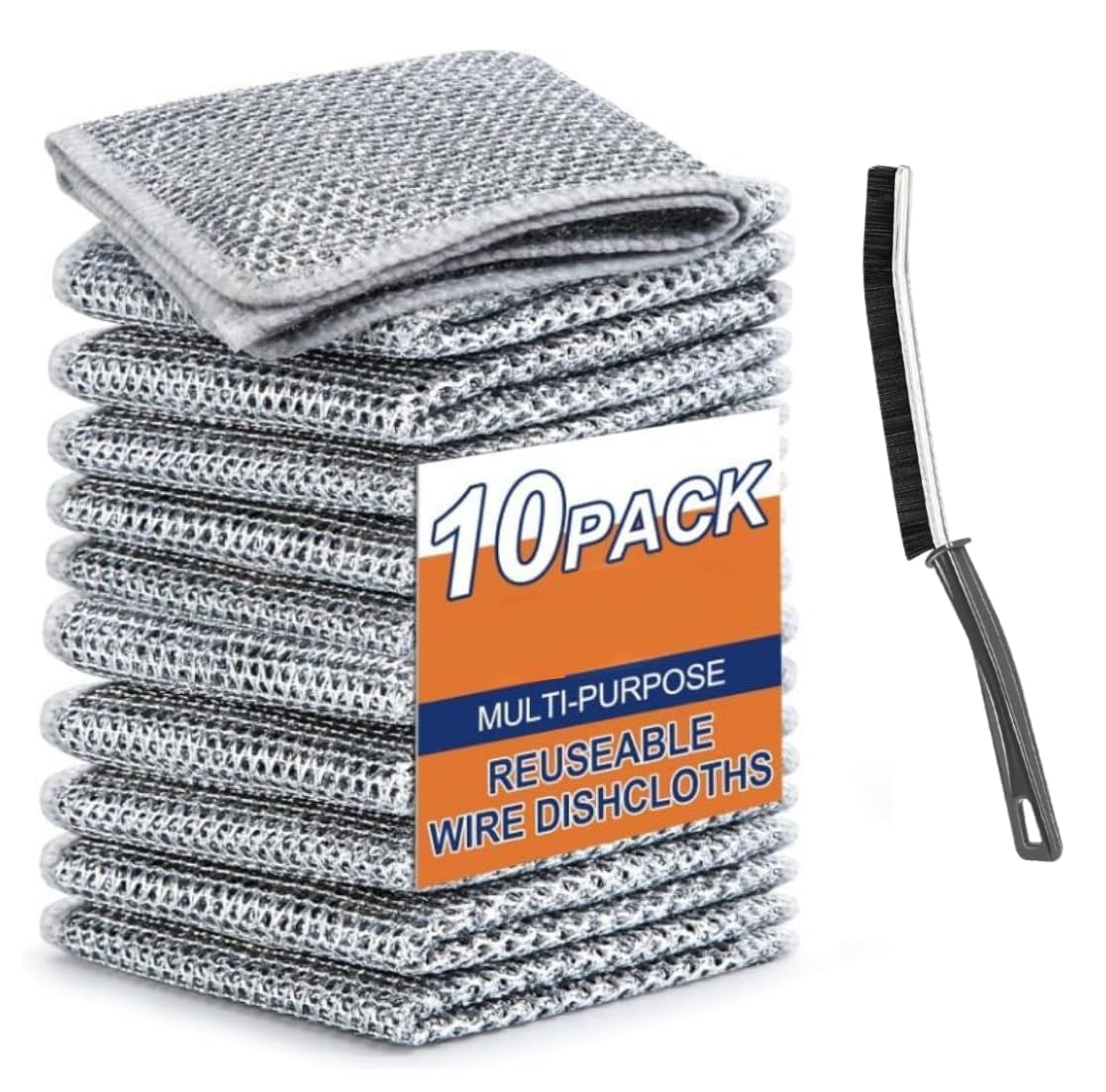 TRADIFY STORE 10 Pack Non-Scratch Wire Dishcloth & Gaps Cleaning Brush, Multipurpose Wire Dishwashing Rags for Wet and Dry, Easy Rinsing, Reusable, Wire Cleaning Cloth for Kitchen, Sinks, Pots, Pans (B0D54KSC9J) Amazon Price History, Amazon Price Tracker