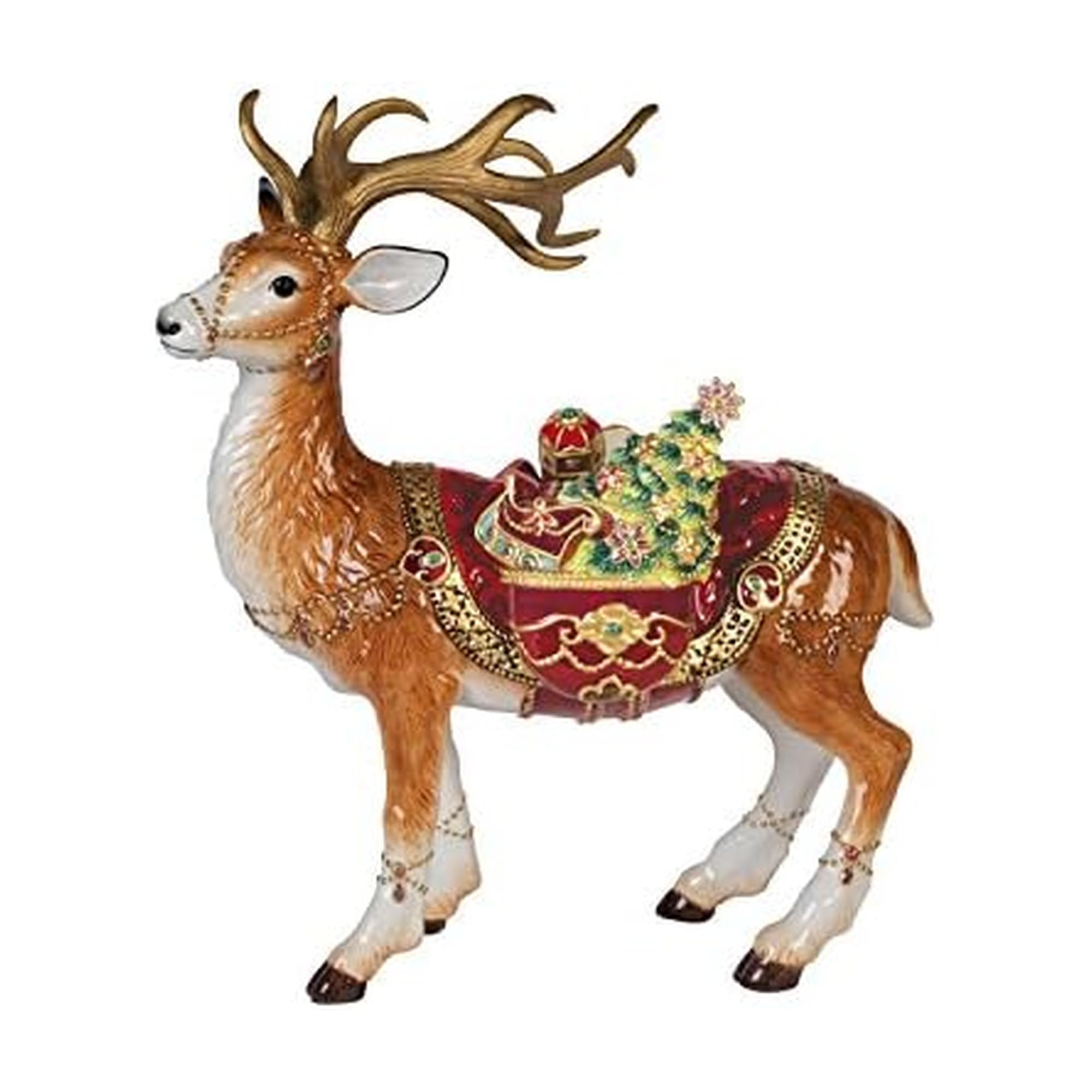 Fitz and Floyd Fitz & Floyd Renaissance Holiday Deer Figurine, 16.5-Inch, Multicolored