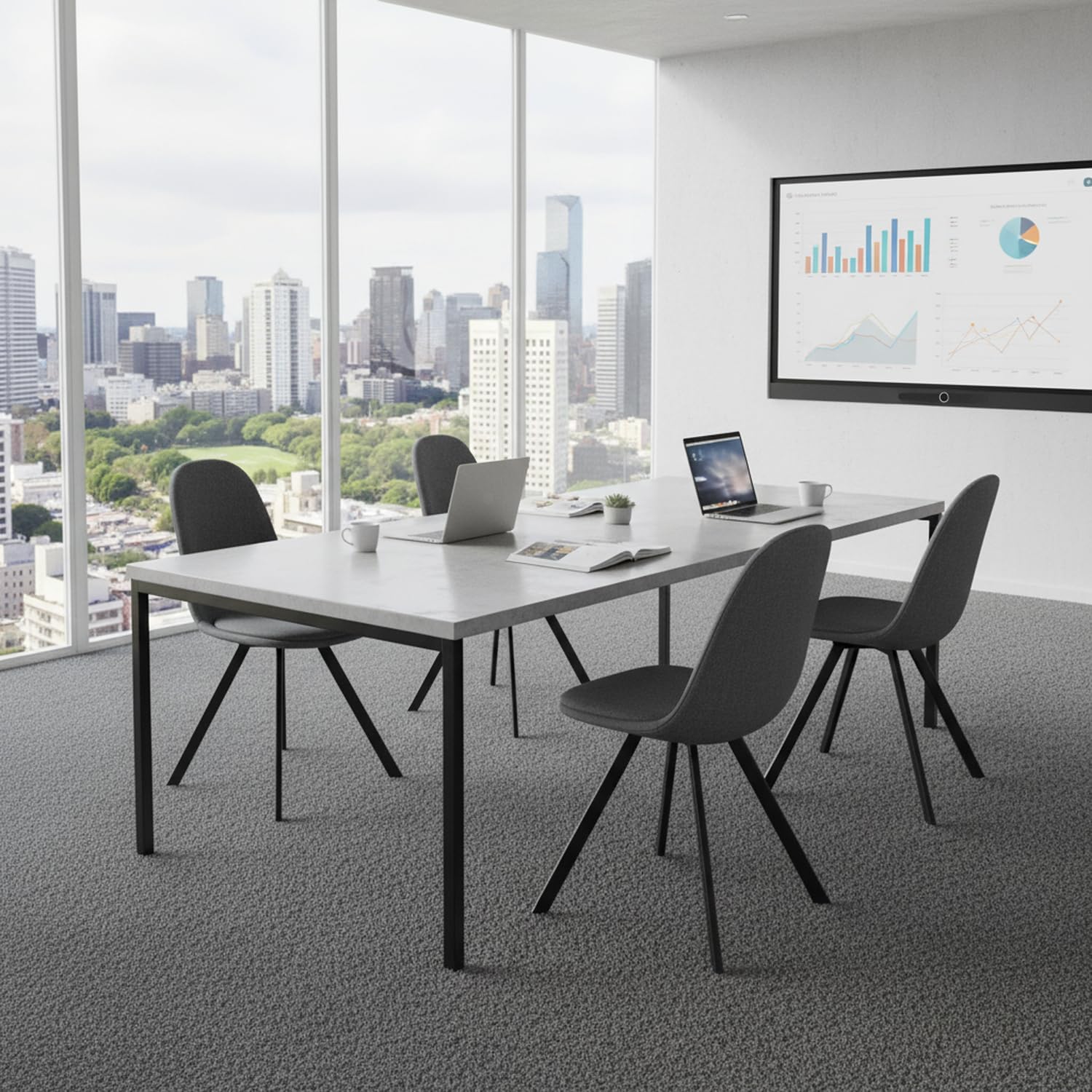 HOMYLIN Lot de 4 chaises de Salle de réunion, Design Minimaliste, chaises pivotantes ergonomiques avec Pieds en métal, idéales pour Le Bureau, Gris