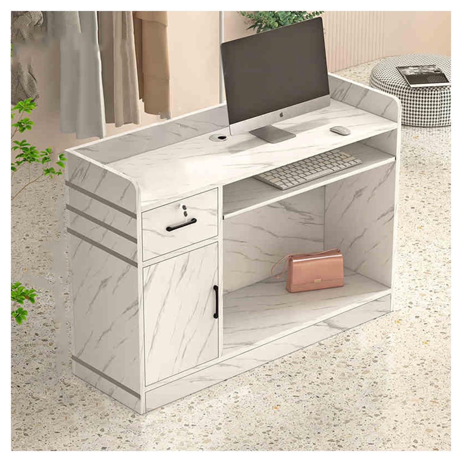 Generico Banco Reception Moderno Elegante bancone Cassa per Salone e Ufficio Postazione di Lavoro per Reception, (G, 31,4x15,7x38,2 Pollici)