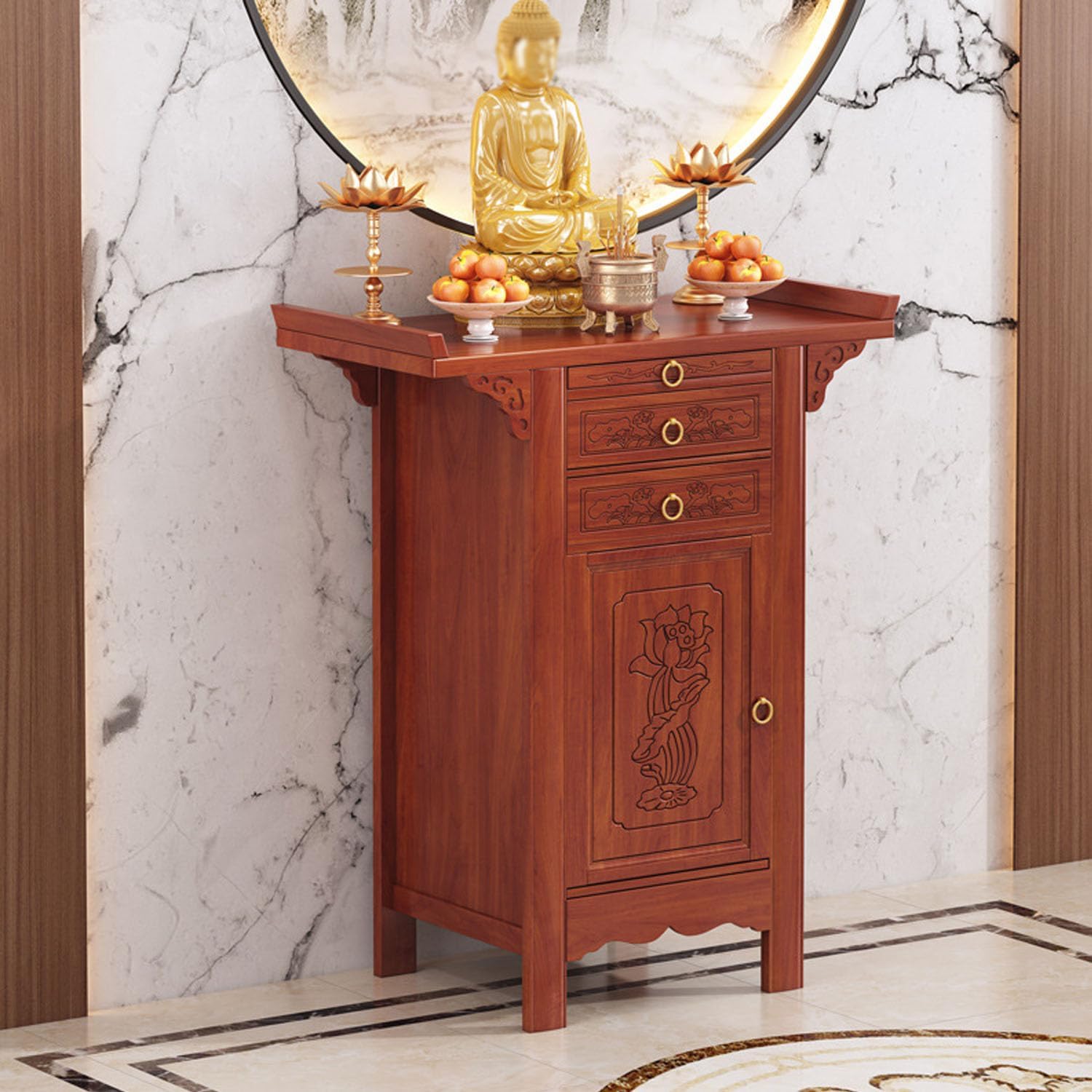NHPJFDC Buddhist Prayer Altar Table, Wooden Shrine Cabinet, Pedestal Offering Table (26.8 * 19.3 * 42.5in)