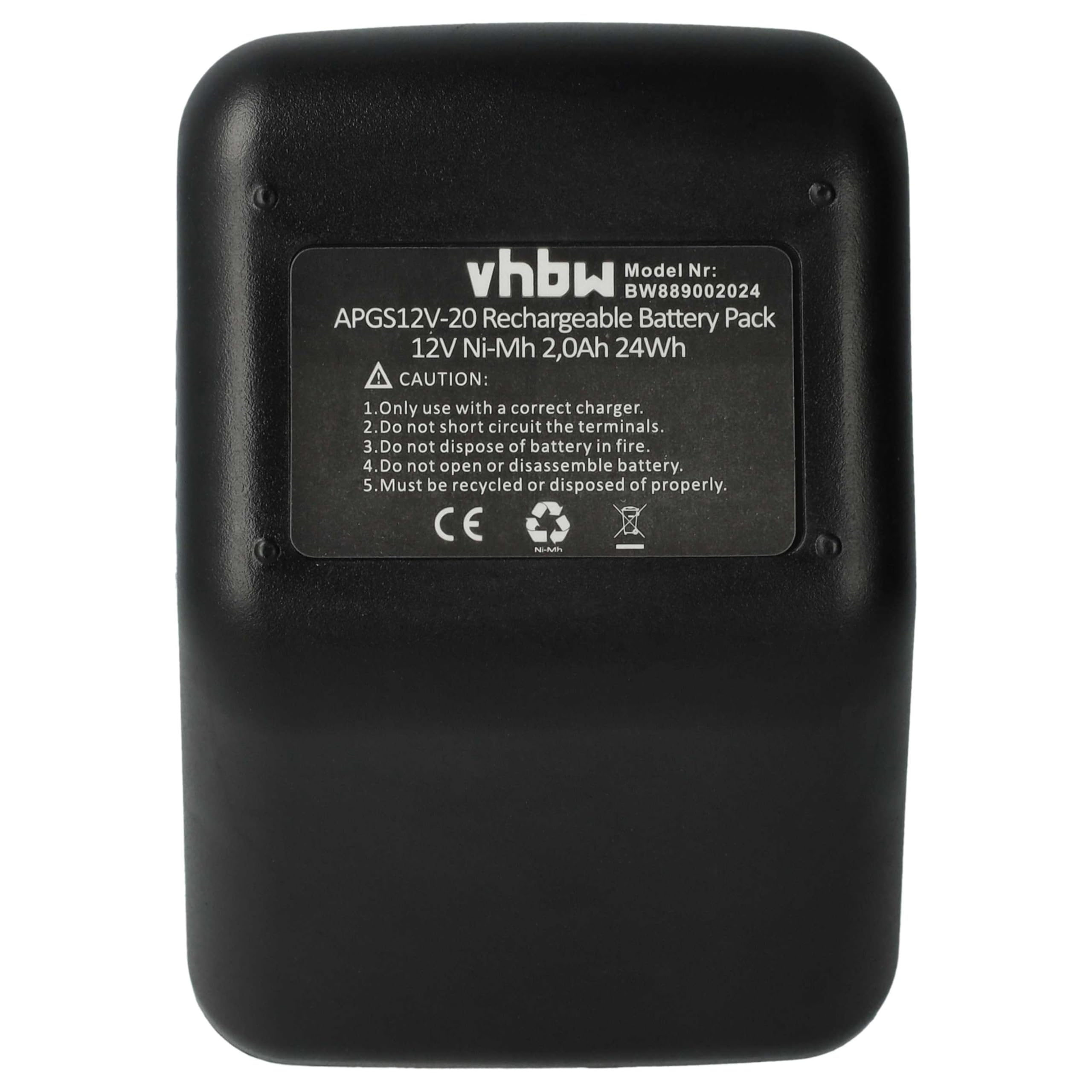 vhbw 2X batería Compatible con Gesipa Powerbird 12 V Herramienta, Herramienta colocación Remaches Ciegos (2000 mAh, NiMH, 12 V)