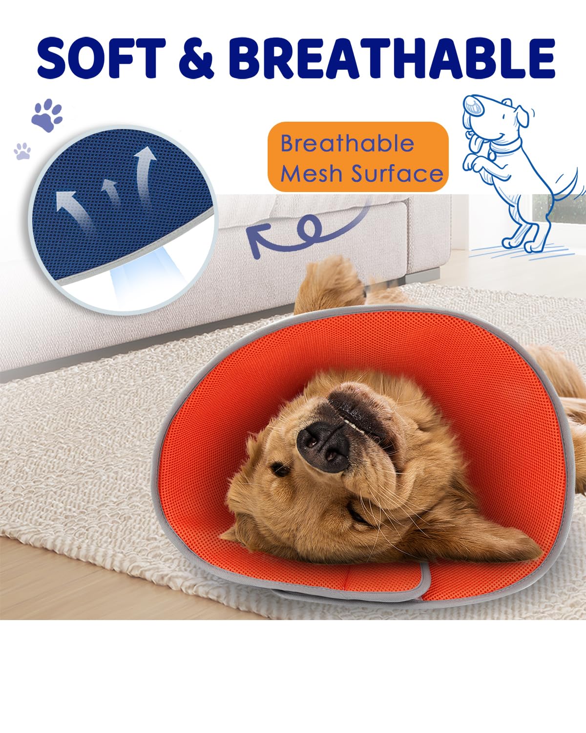 Supet Dog Collar, Collar for Dogs and Cats Alternative After Surgery, Adjustable, Comfortable Protective Collar for Pets 4 - Image 3