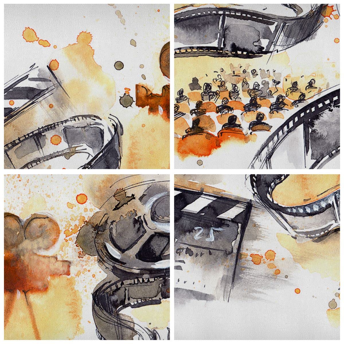 Wandbilder Dekoration Wohnzimmer Film Projektor Illustration Bilder auf Leinwand 120x80cm Leinwandbild Schlafzimmer Deko Wand Kunstdruck Art Groß XXL Wanddeko Bild Wall Decor Canvas AA120x80-3017
