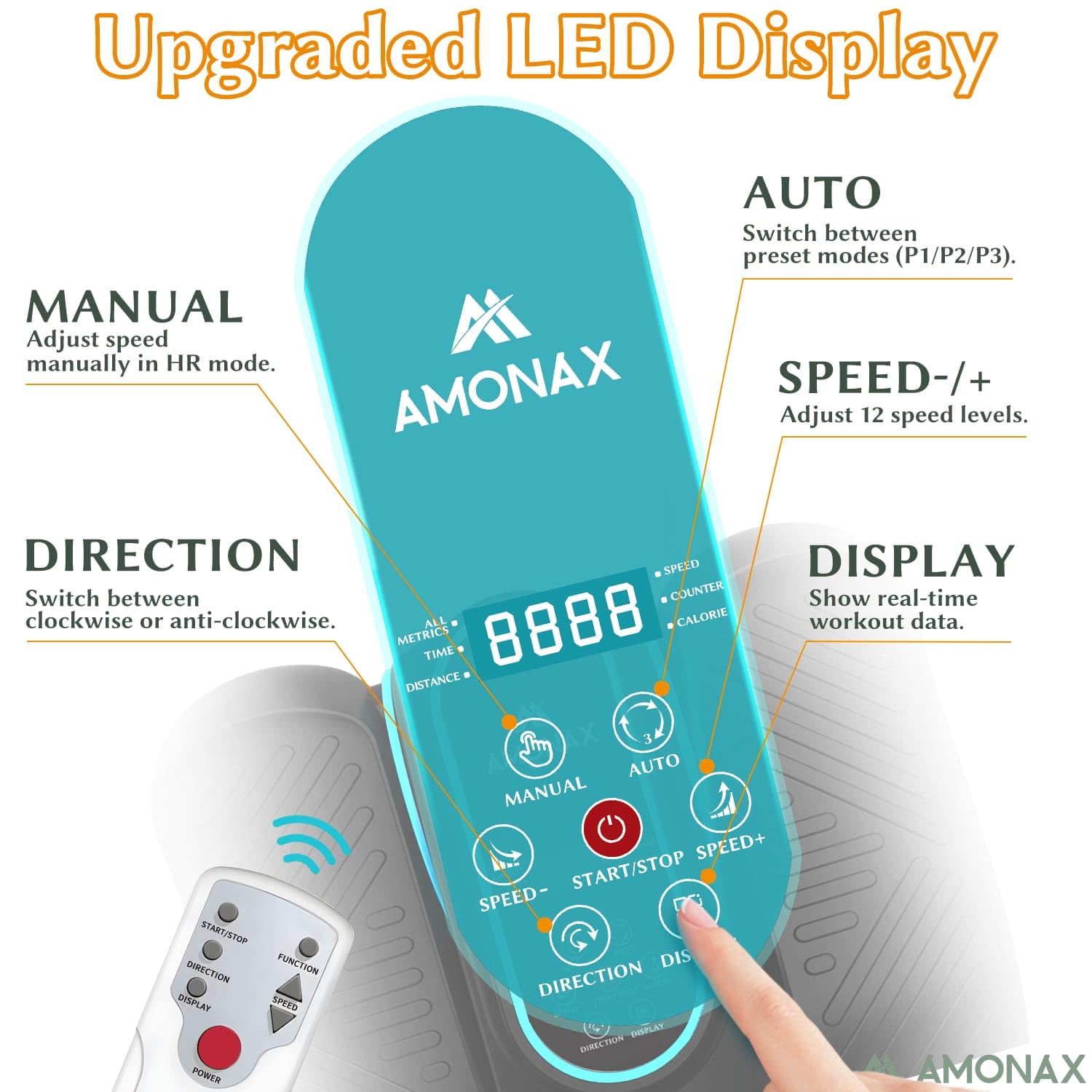 Amonax Ellipse Pedalier Electrique, Motorisé Pedalier D Appartement Assise, Vélos Elliptiques Cardio sous Le Bureau, Mini Elliptique Home Pedalier Electrique Reeducation pour Personnes âgées