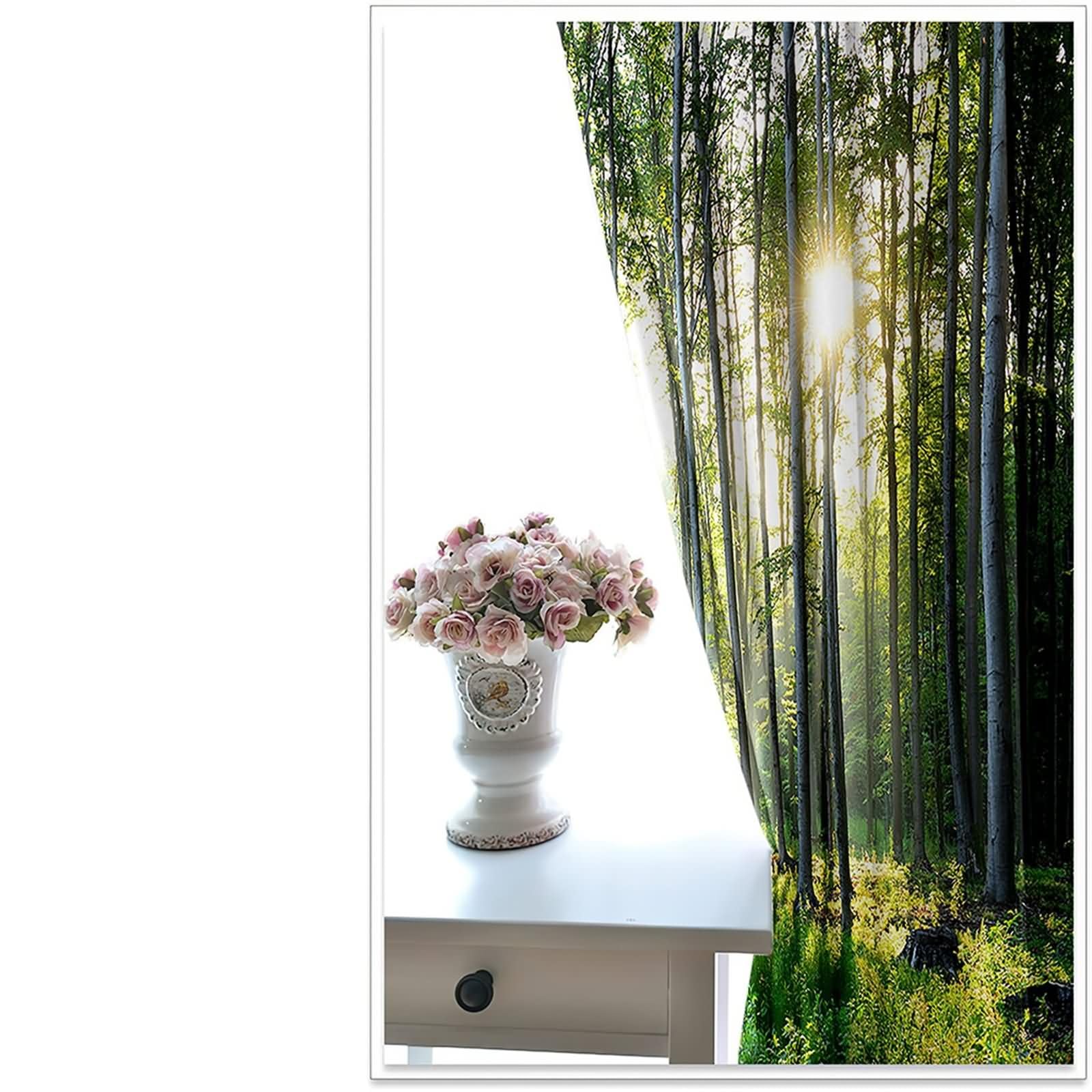 Zestaw 2,2 x 102 W x 214H CM Termiczna zasłona zaciemniająca z oczkami, drzewo i zasłony przeciwsłoneczne do sypialni nowoczesna zielona